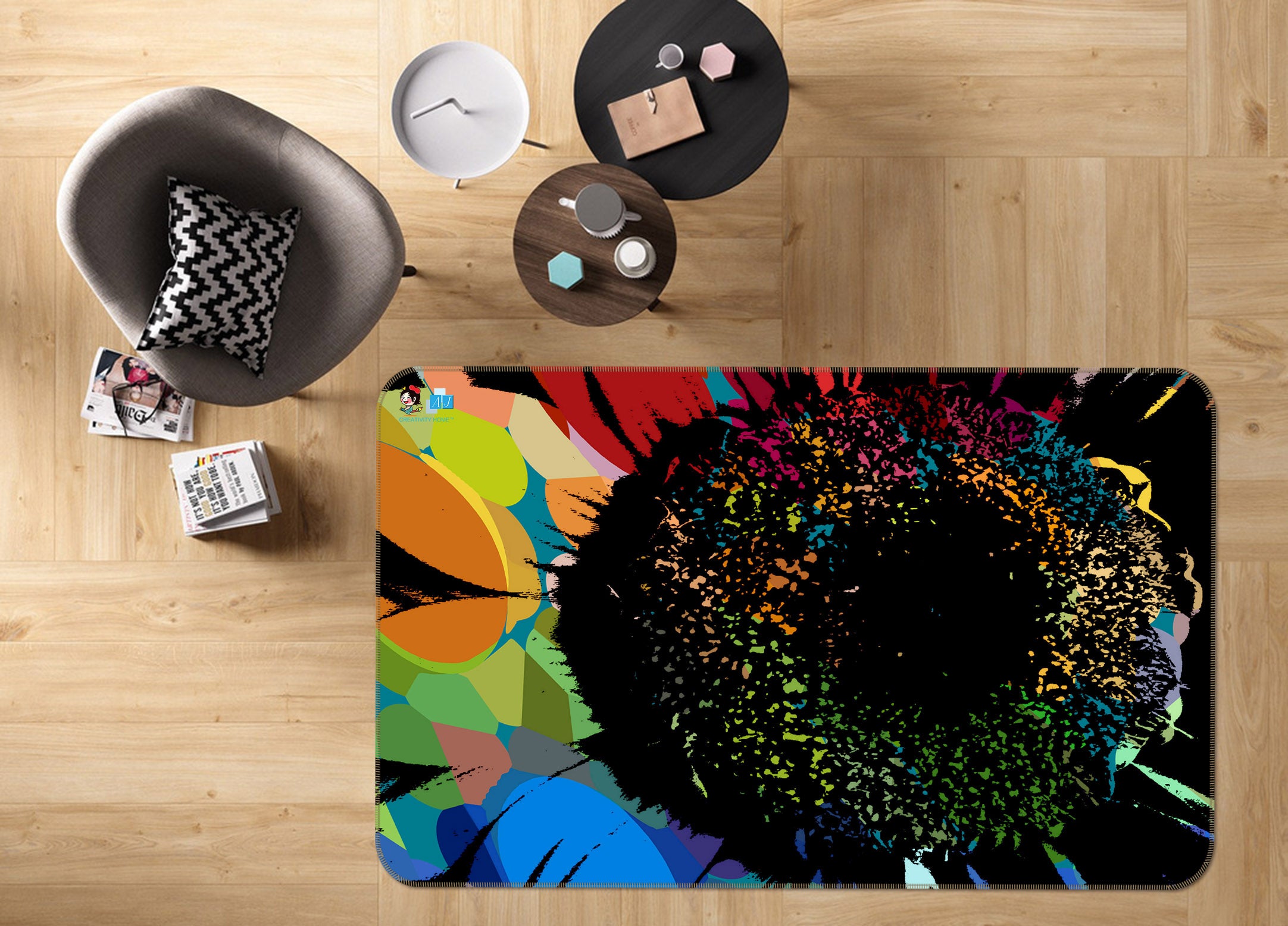 3D Colored Petals 19154 Shandra Smith Rug Non Slip Rug Mat