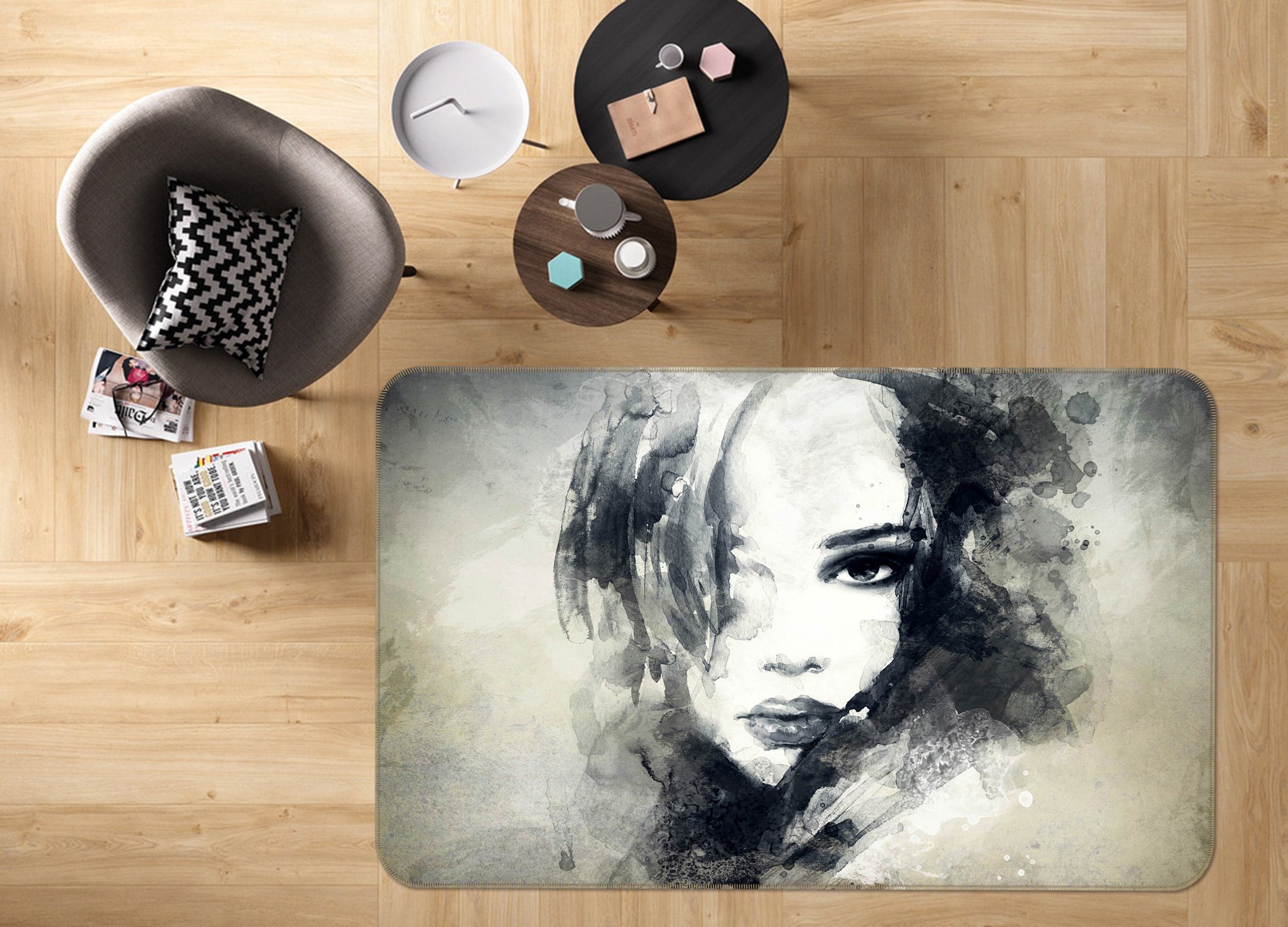 3D Woman Model 1005 Non Slip Rug Mat