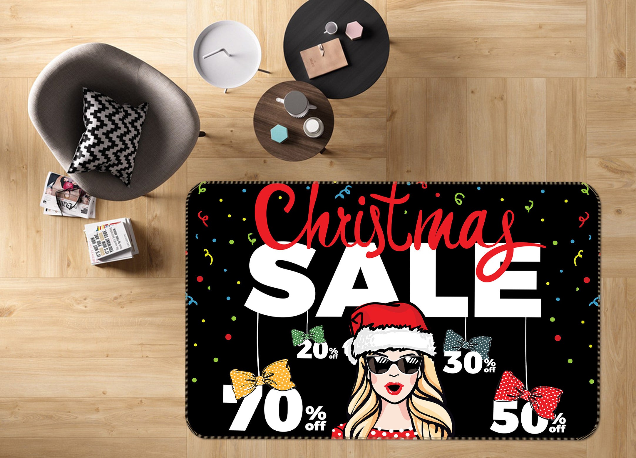 3D Color Bow 1032 Non Slip Rug Mat