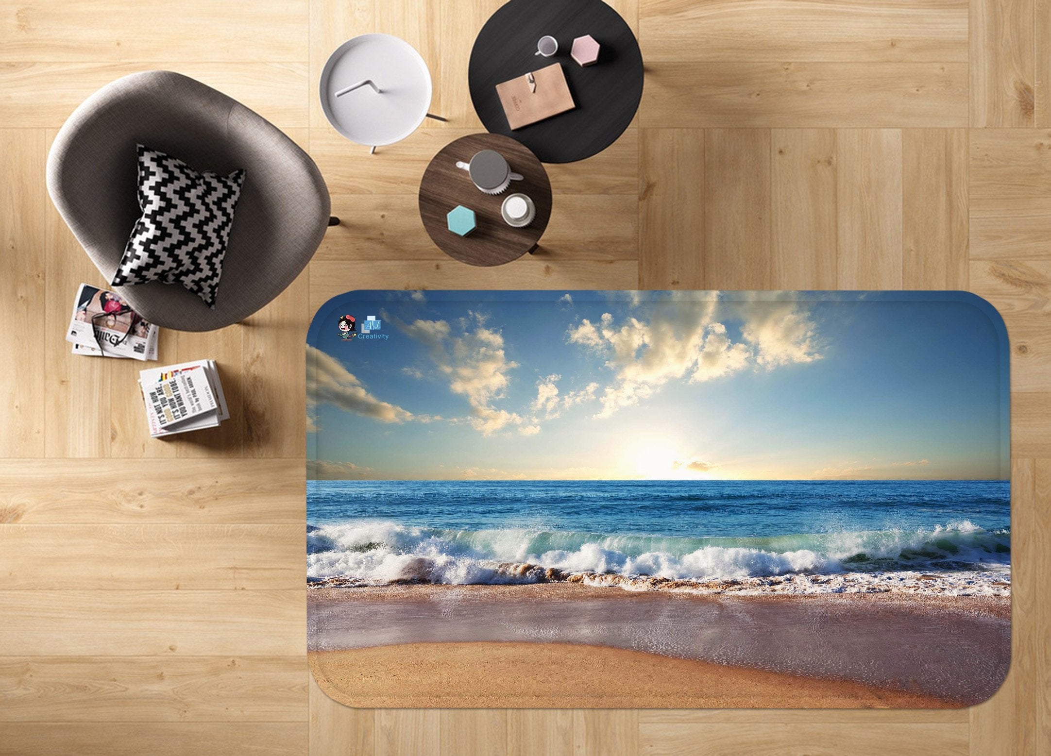 3D Beach Sunset Scenery 52 Non Slip Rug Mat Mat AJ Creativity Home