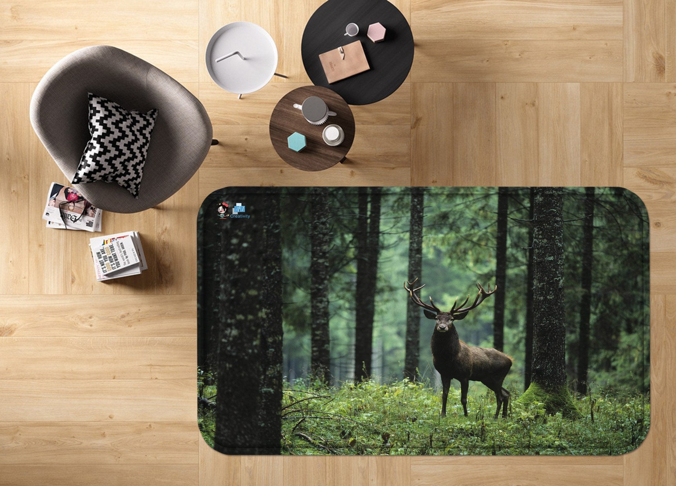 3D Forest Deer 109 Non Slip Rug Mat Mat AJ Creativity Home