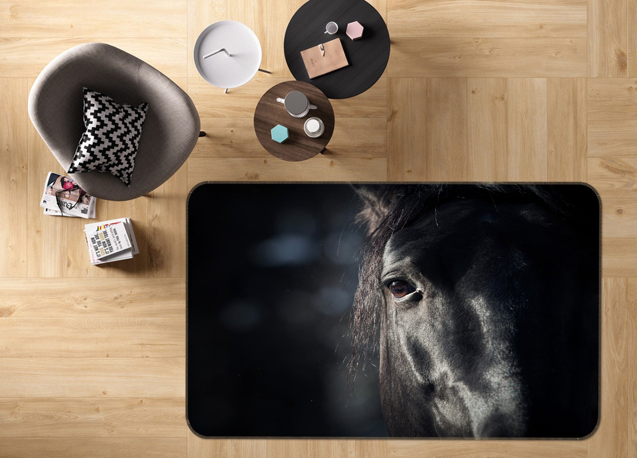 3D Horse Eyes 096 Animal Non Slip Rug Mat
