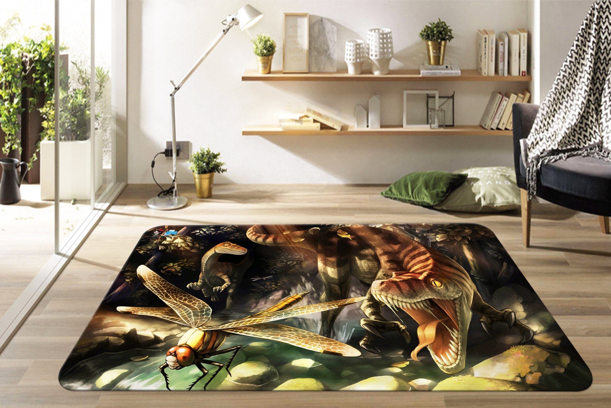 3D Dragonfly Dinosaur 85 Non Slip Rug Mat Mat AJ Creativity Home