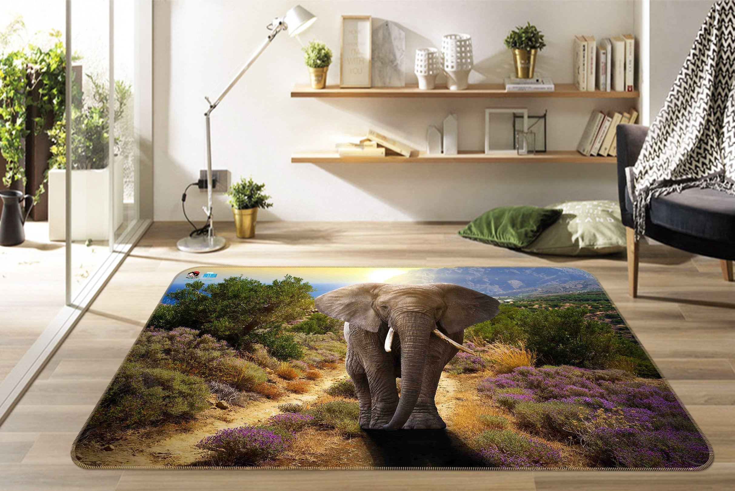 3D Strolling Elephant 285 Non Slip Rug Mat Mat AJ Creativity Home