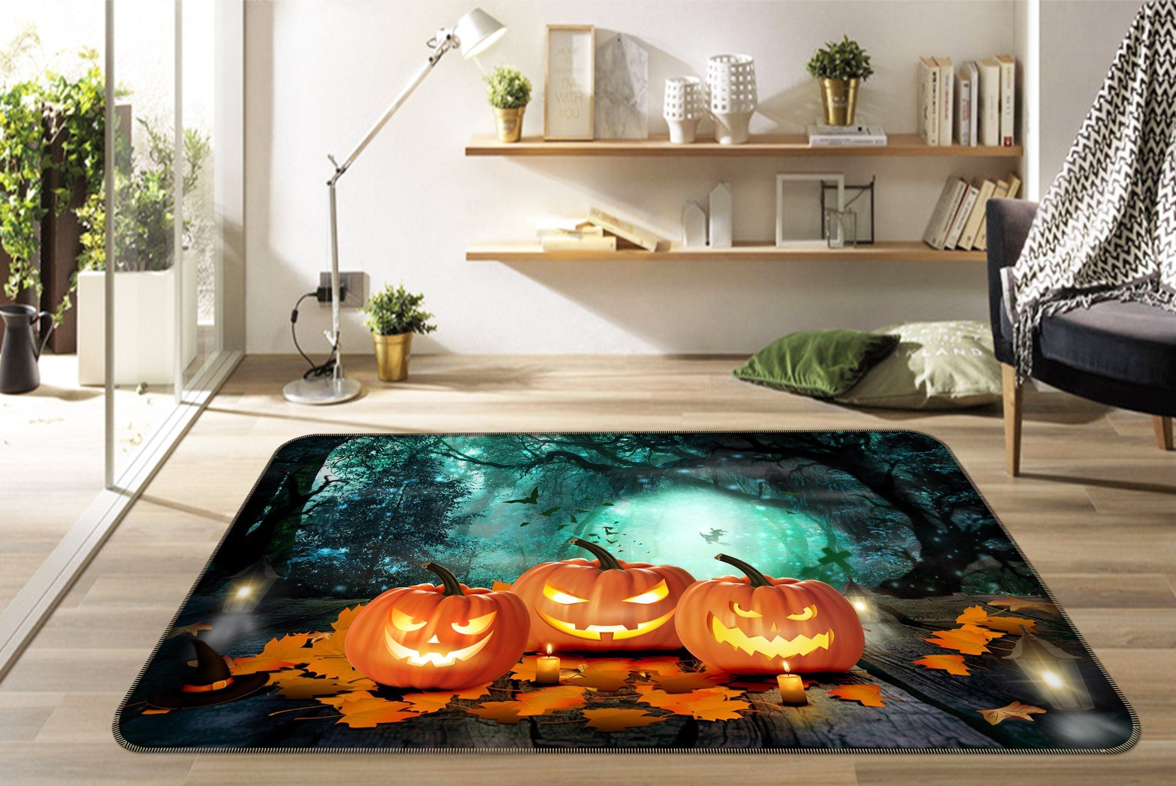 3D Pumpkin Tree Hole 201 Halloween Non Slip Rug Mat Mat AJ Creativity Home