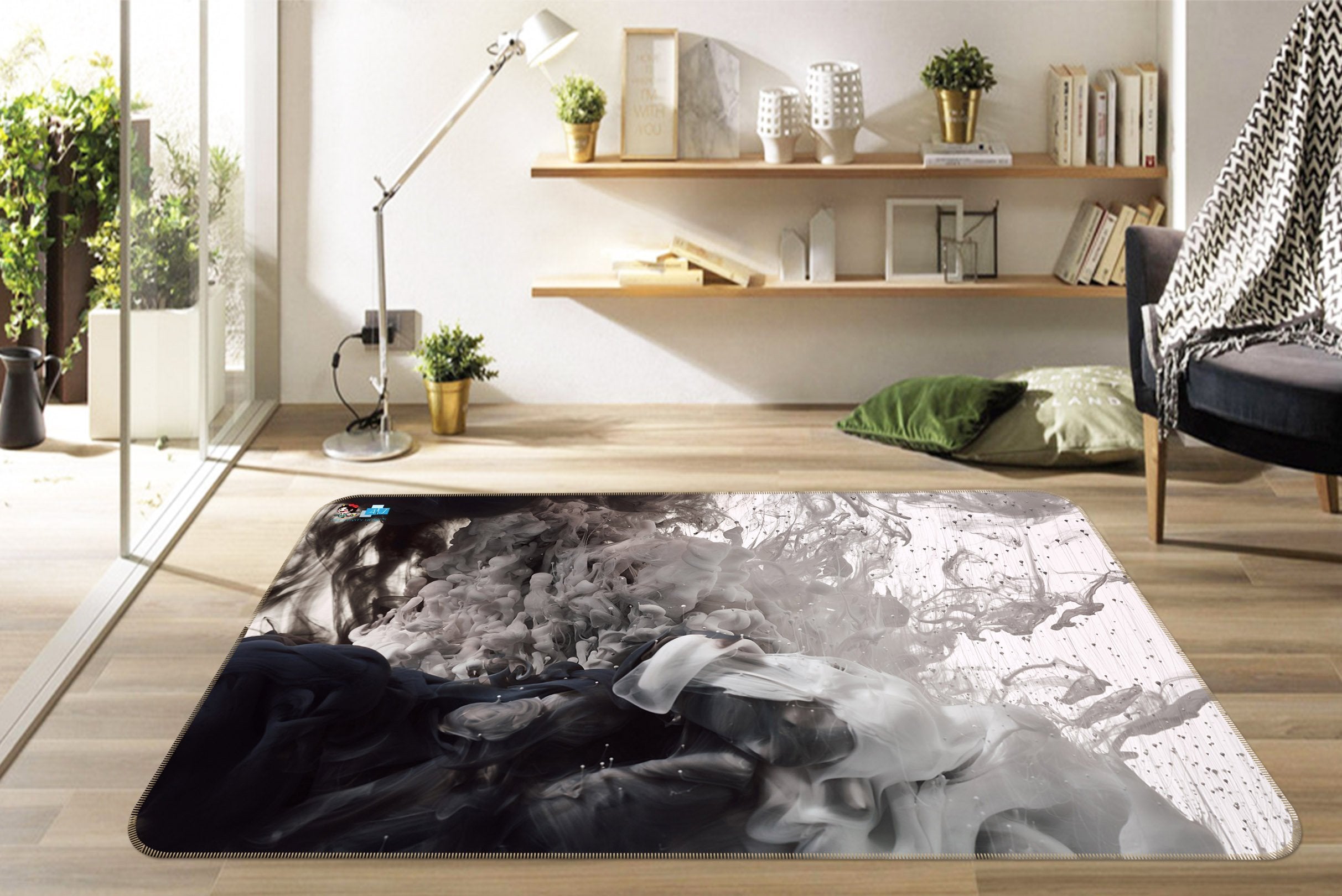 3D Black Gouache 30 Non Slip Rug Mat Mat AJ Creativity Home