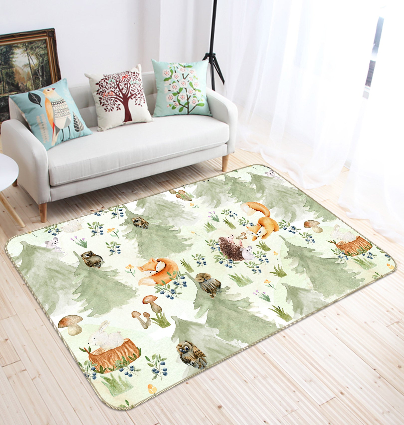 3D Fox Owl 006 Uta Naumann Rug Non Slip Rug Mat