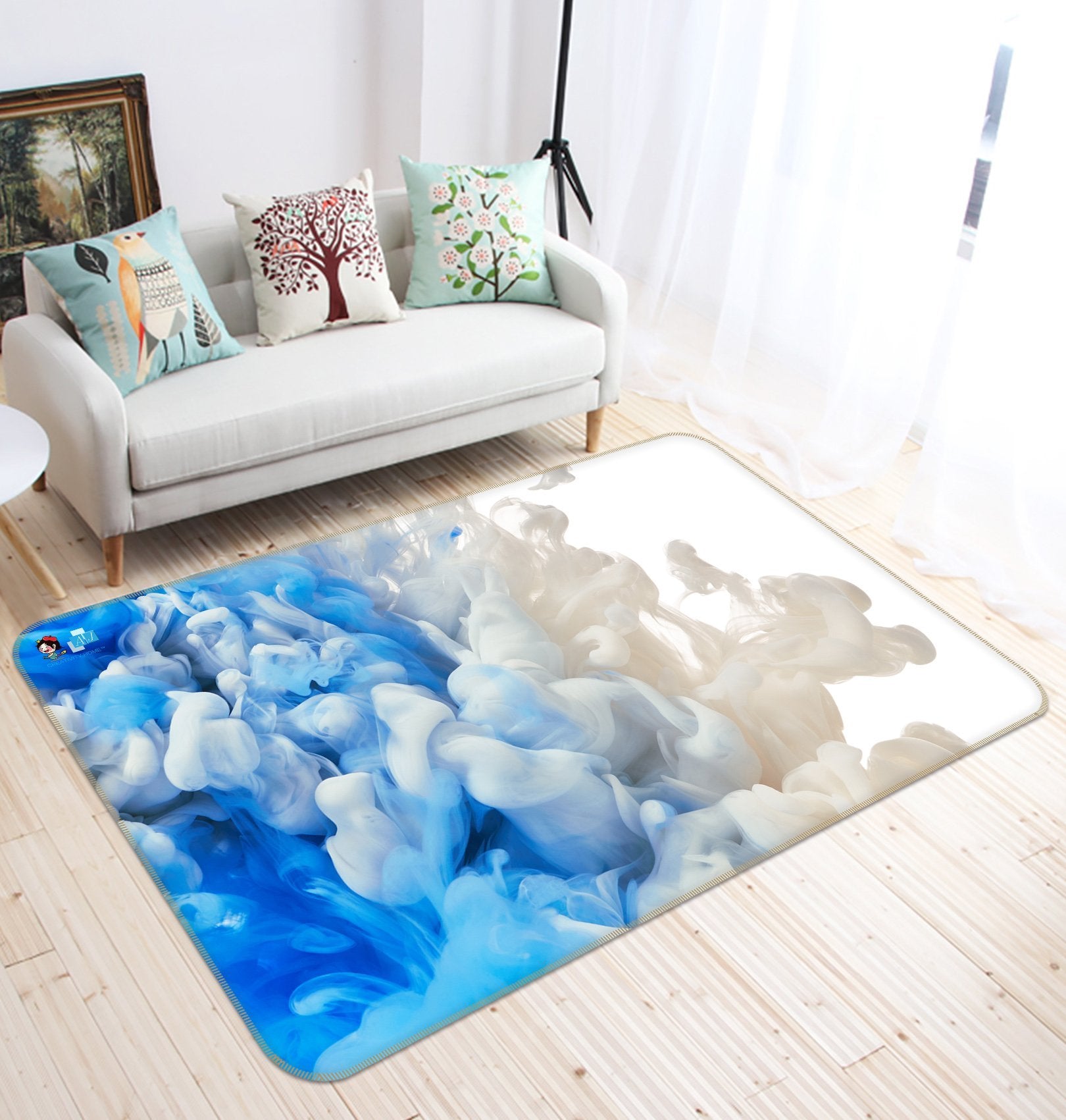 3D Cloud Shape Gouache 32 Non Slip Rug Mat Mat AJ Creativity Home