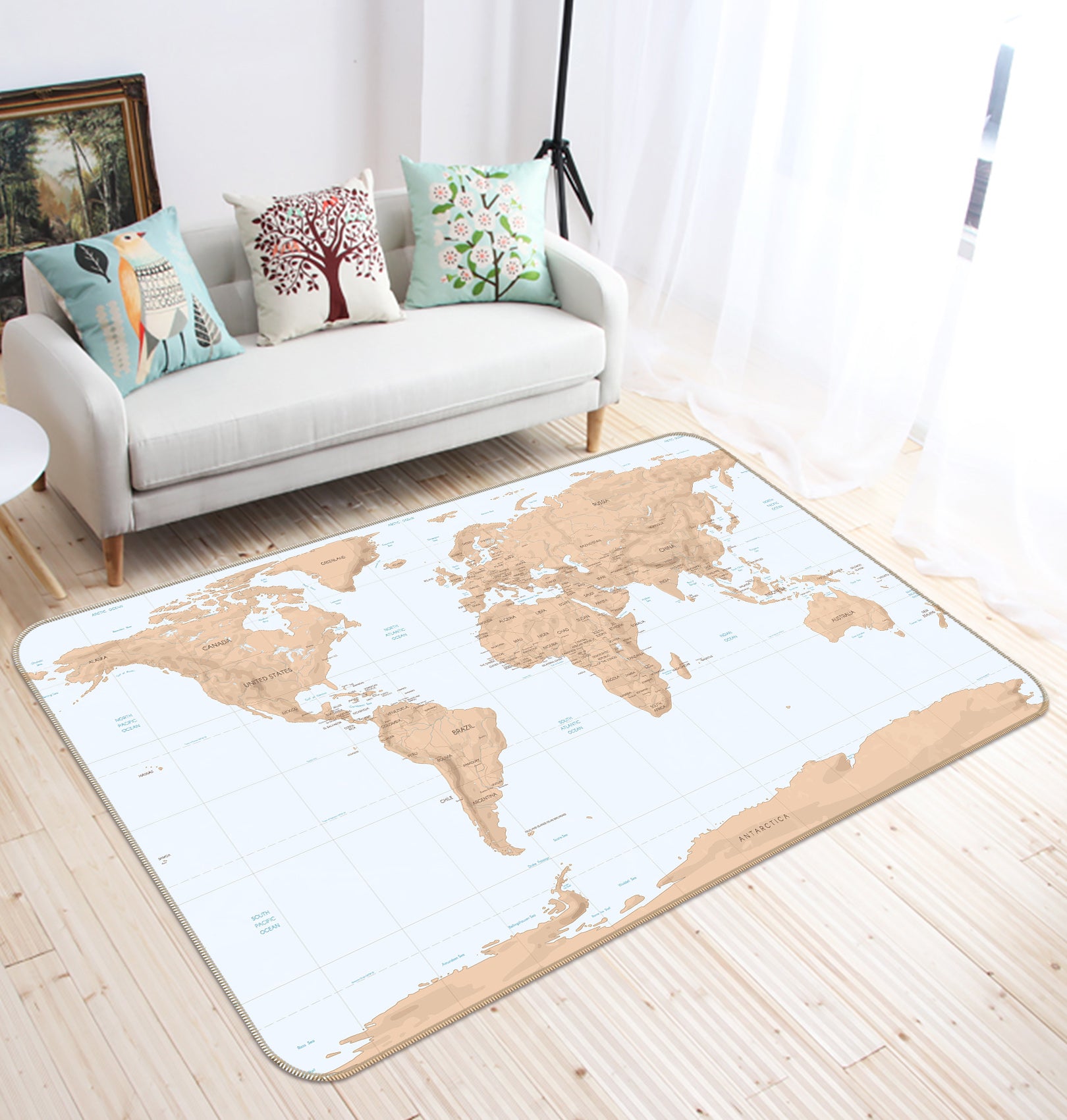 3D Abstract Art 321 World Map Non Slip Rug Mat