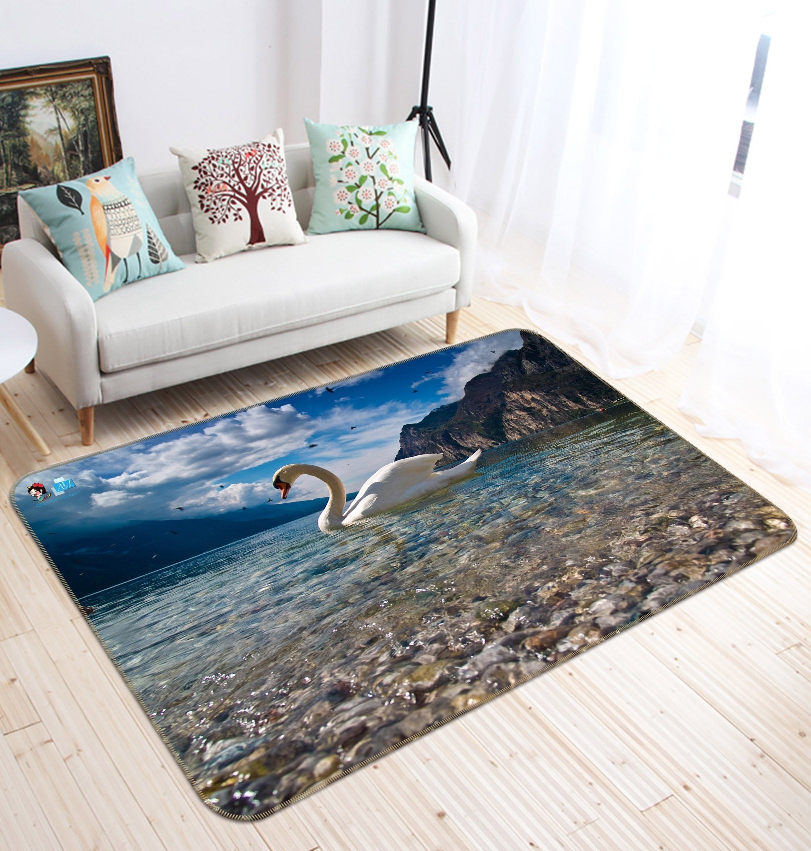 3D Swan Lake 441 Non Slip Rug Mat Mat AJ Creativity Home