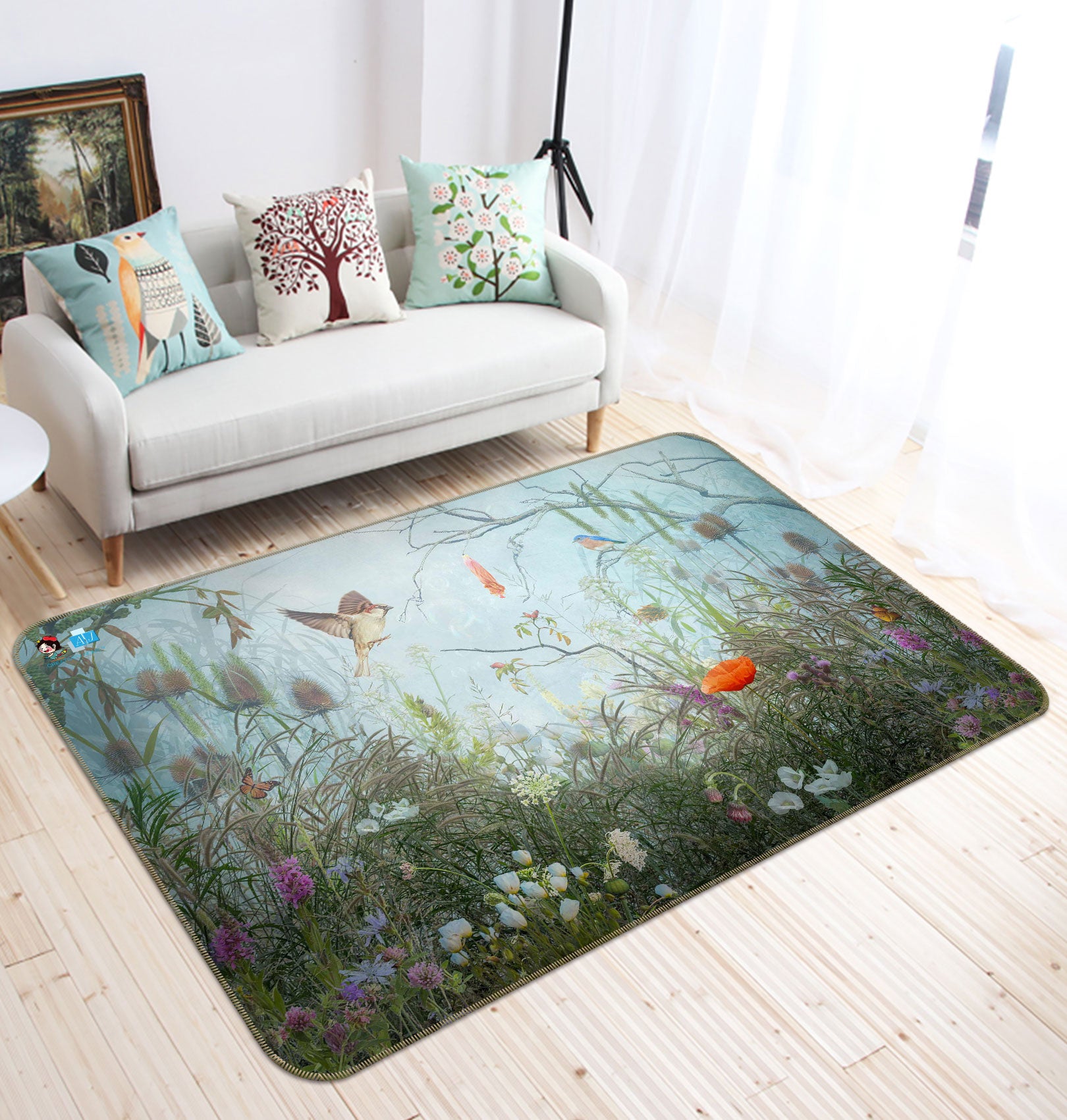3D Garden Bird 5115 Beth Sheridan Rug Non Slip Rug Mat