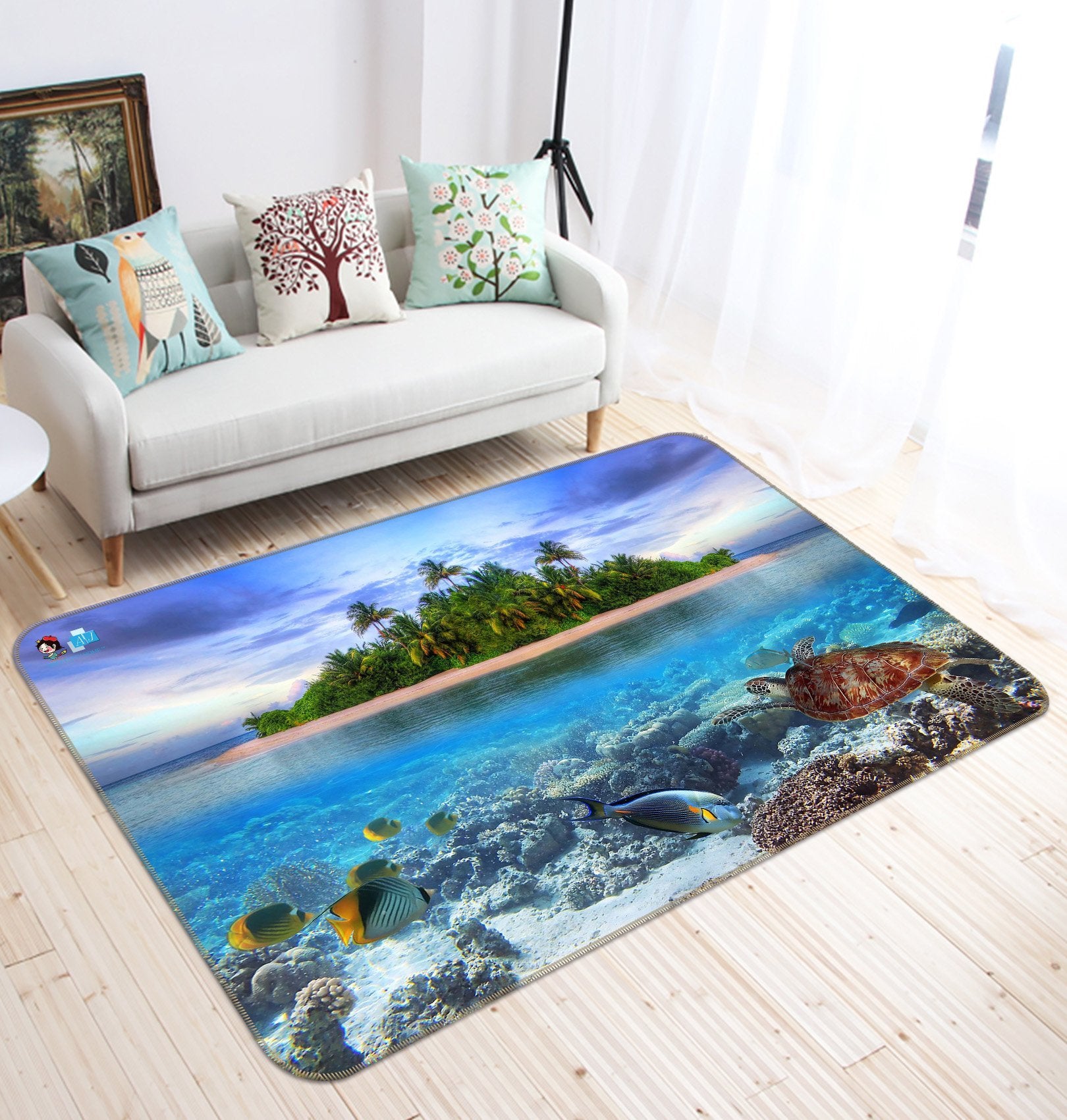 3D Turtle Island 397 Non Slip Rug Mat Mat AJ Creativity Home