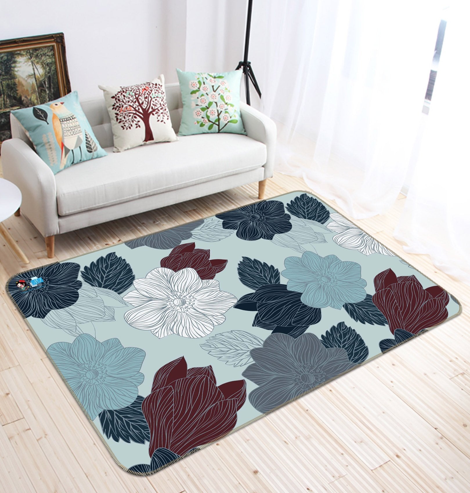 3D Flower Line 102 Non Slip Rug Mat Mat AJ Creativity Home