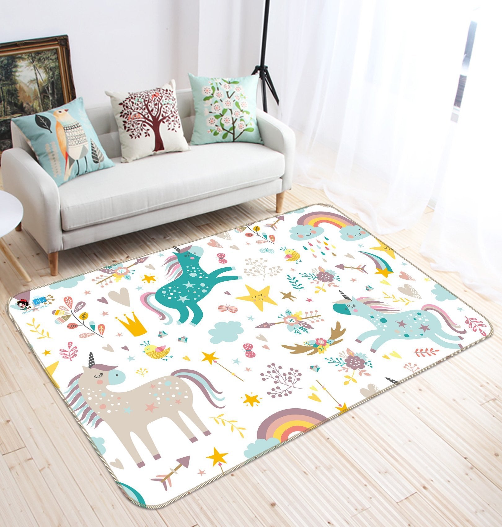 3D Unicorn Pattern 133 Non Slip Rug Mat Mat AJ Creativity Home