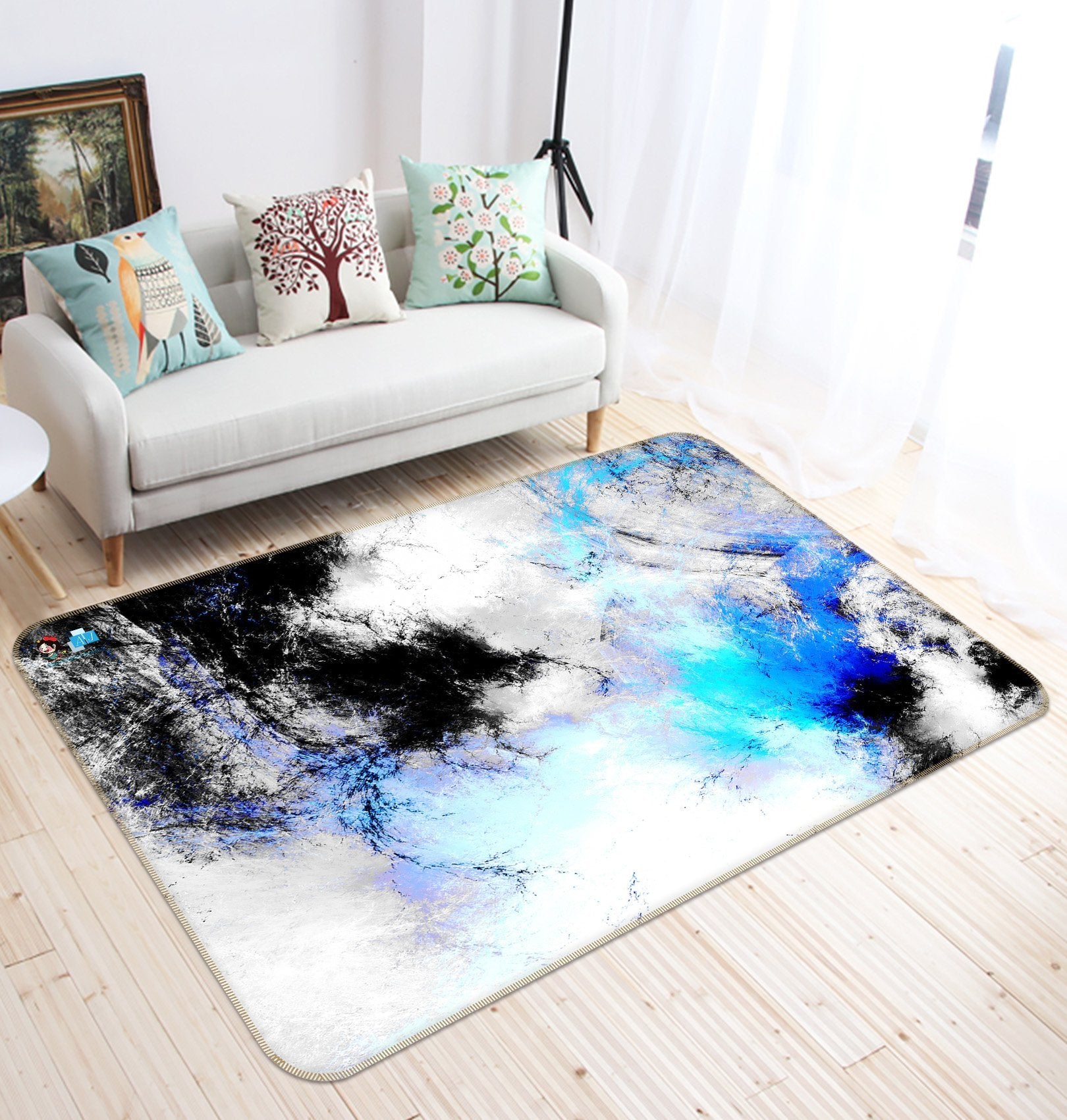 3D Blue Black Texture 9 Non Slip Rug Mat Mat AJ Creativity Home