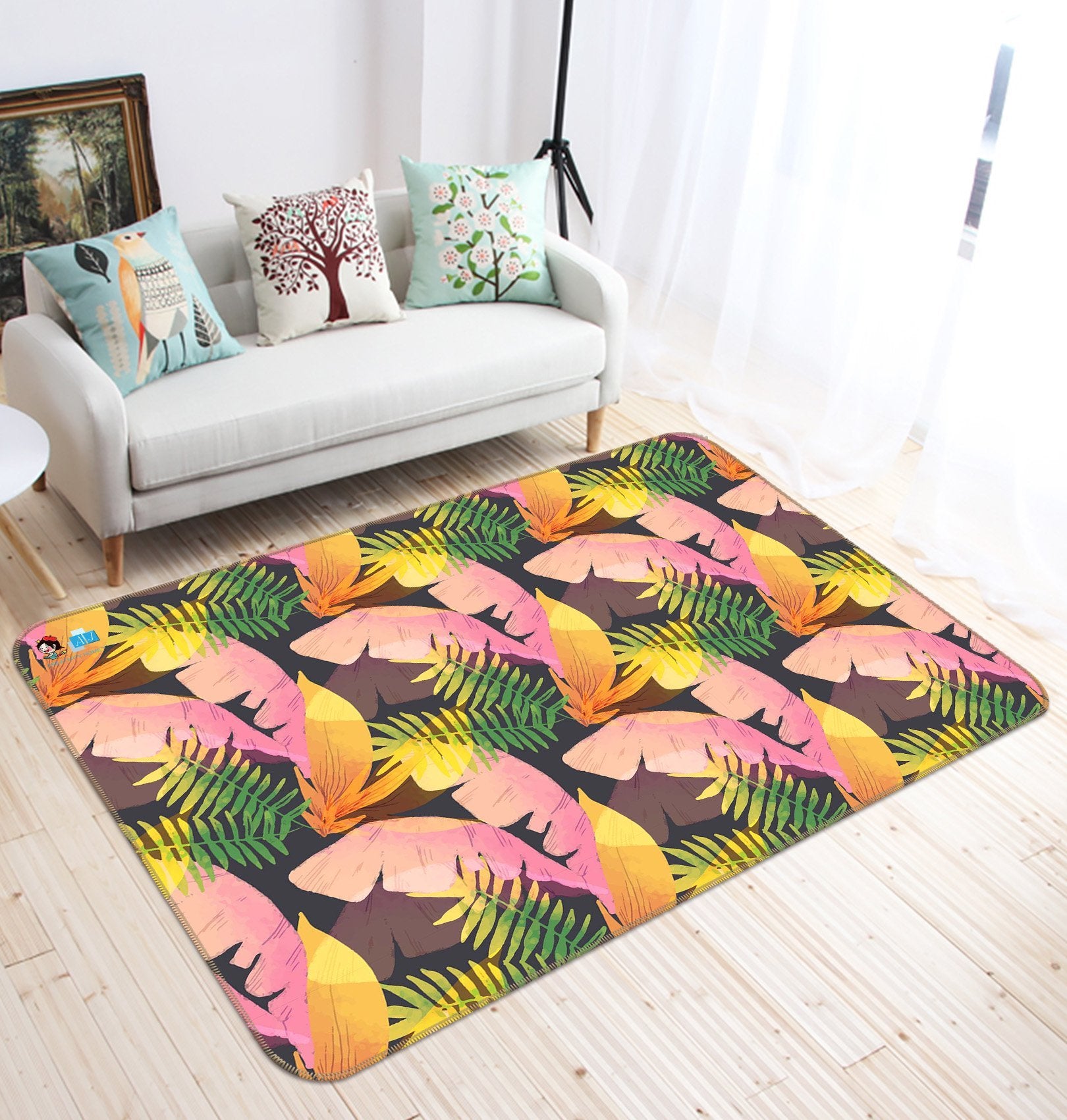 3D Plant Leaf Powder 019 Non Slip Rug Mat Mat AJ Creativity Home