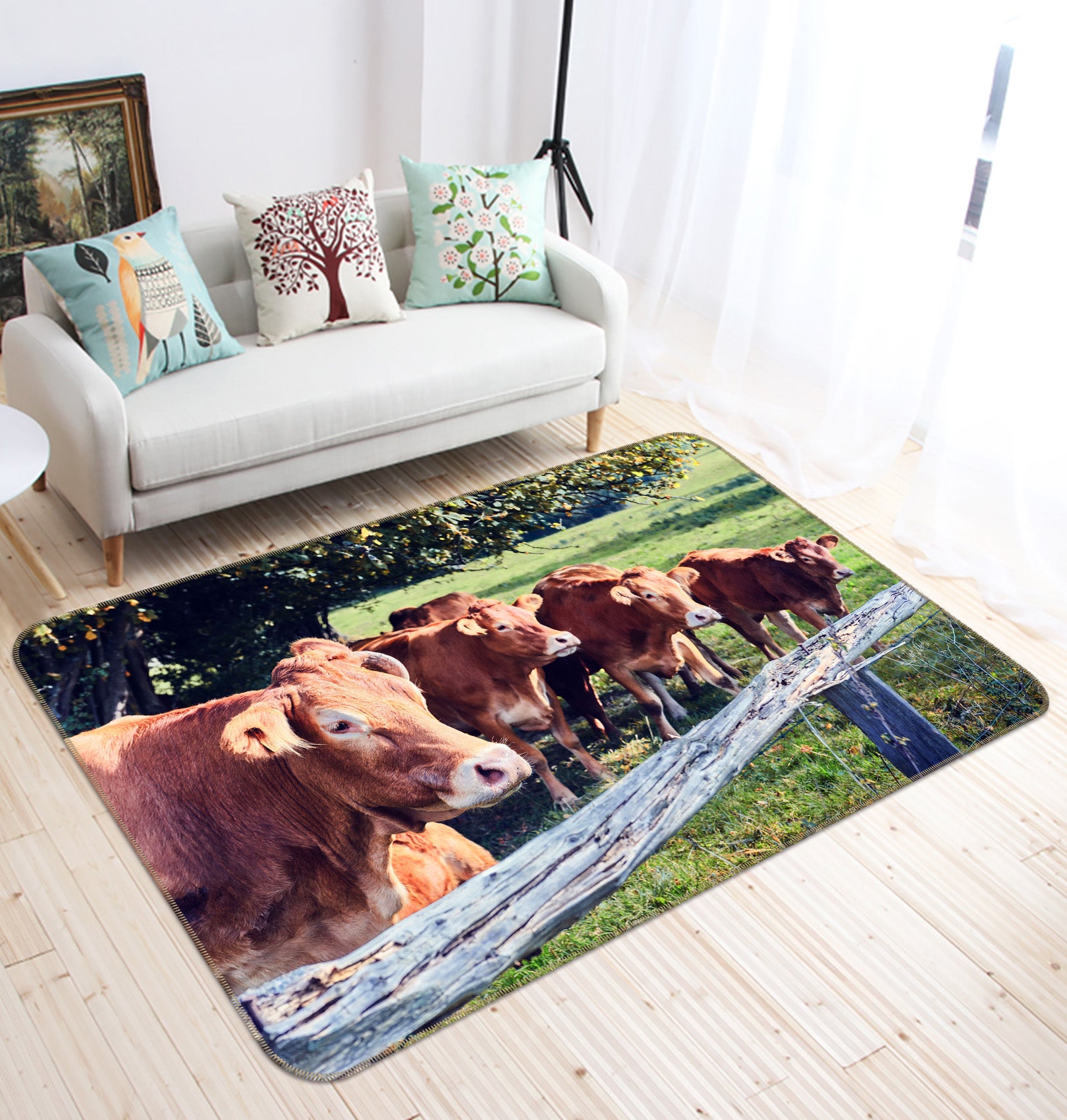 3D Tree Cow 036 Animal Non Slip Rug Mat