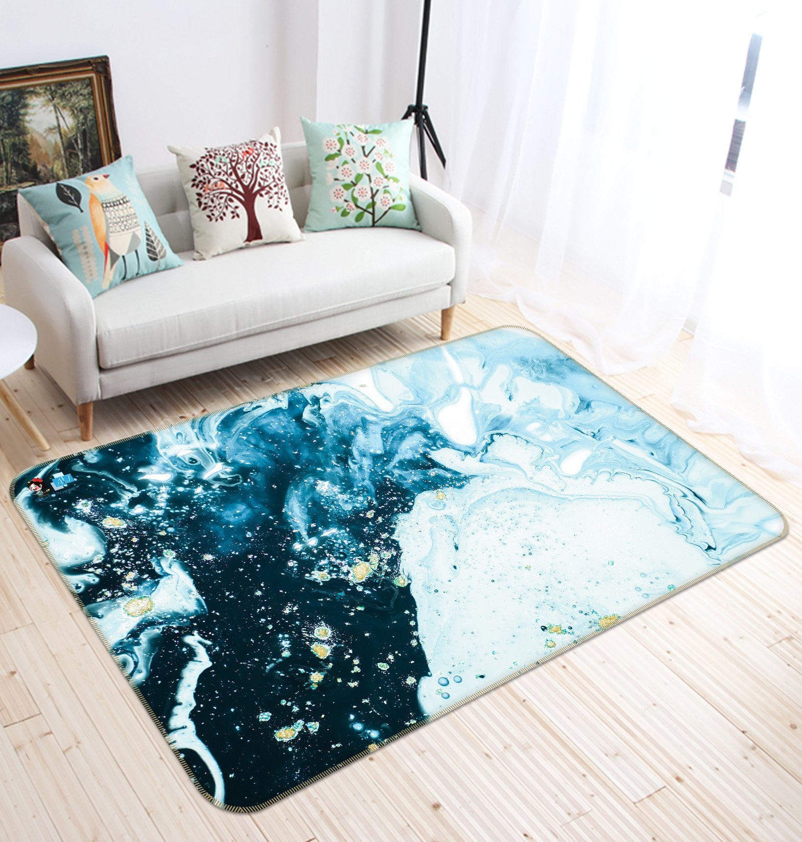 3D Dark Blue Irregular 63 Non Slip Rug Mat Mat AJ Creativity Home