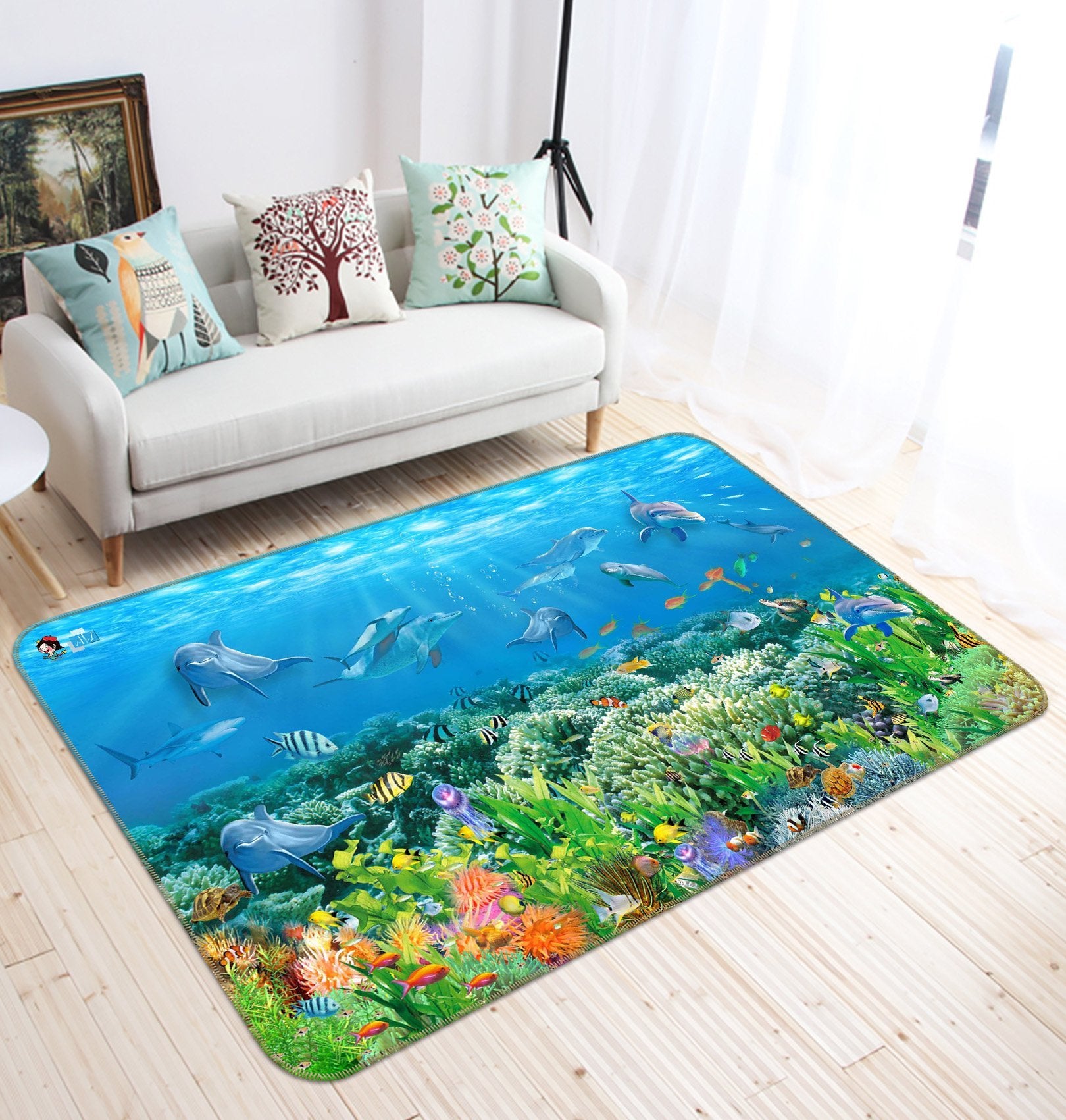 3D Coral Dolphins 585 Non Slip Rug Mat Mat AJ Creativity Home