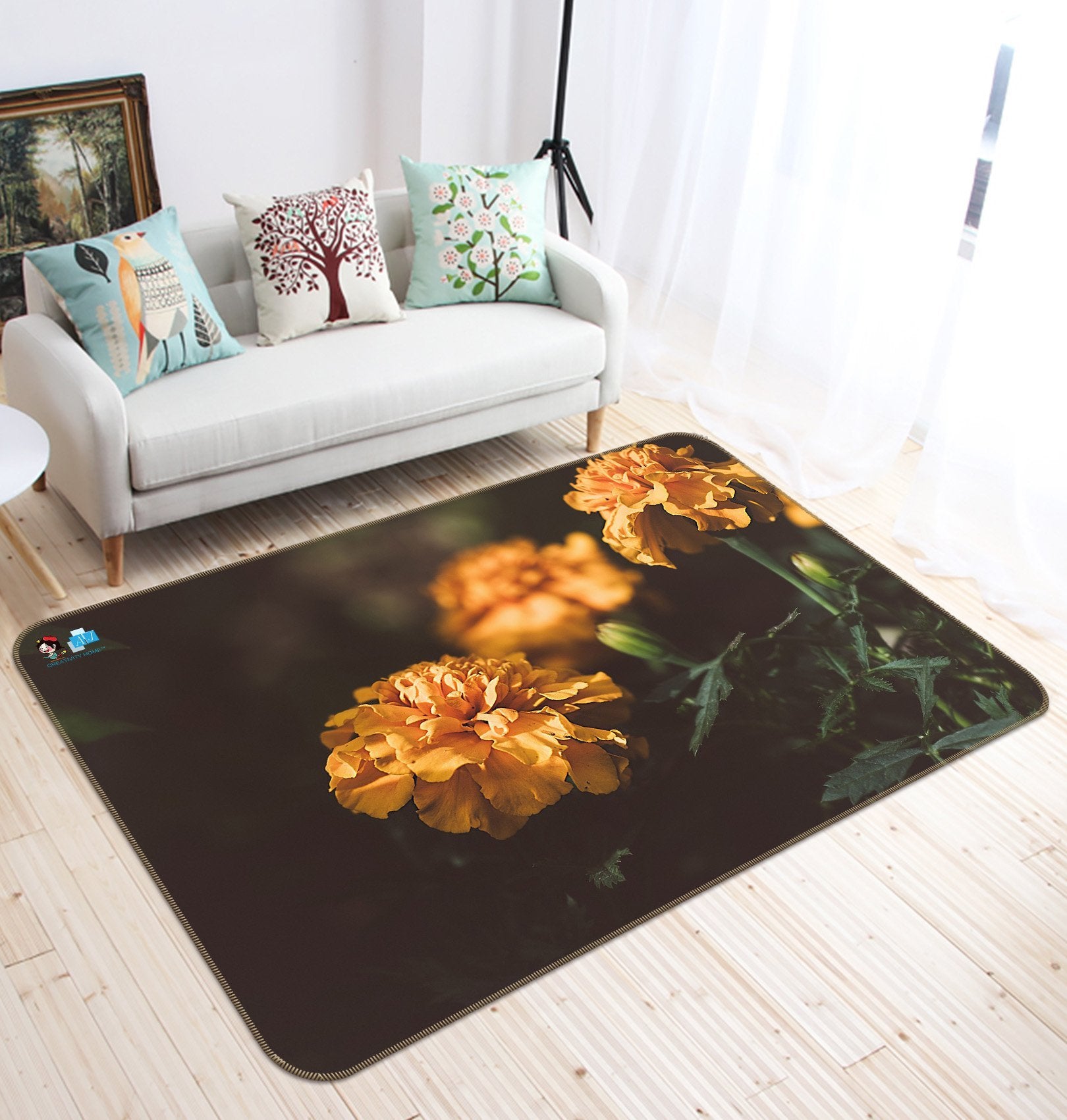 3D Orange Flower 272 Non Slip Rug Mat Mat AJ Creativity Home