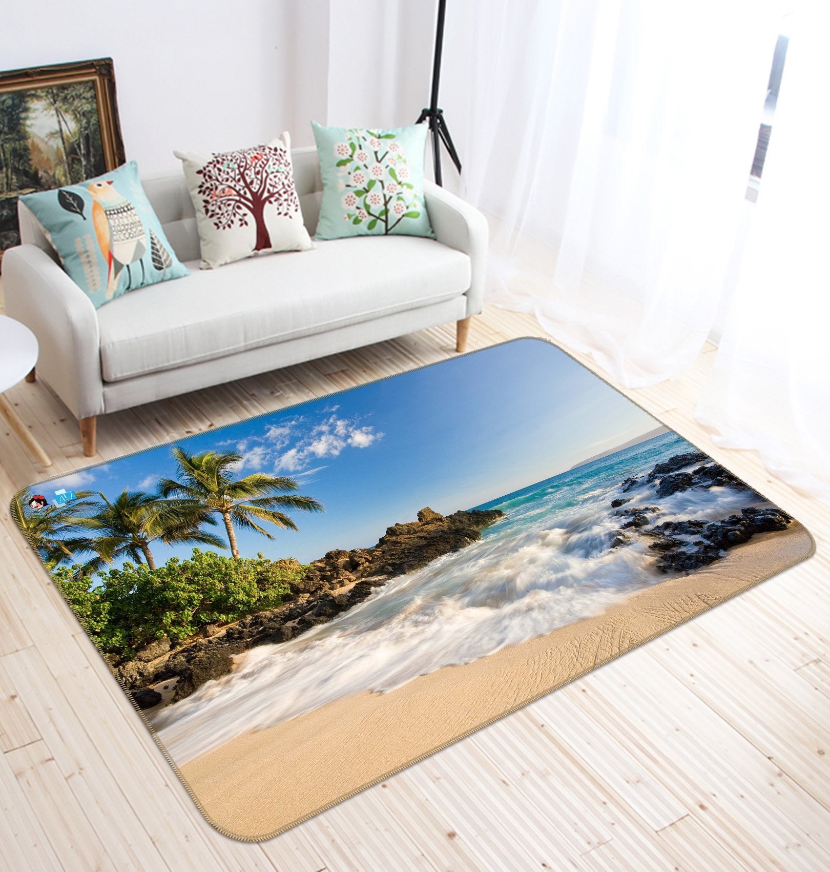 3D Flux Coconut Tree 436 Non Slip Rug Mat Mat AJ Creativity Home
