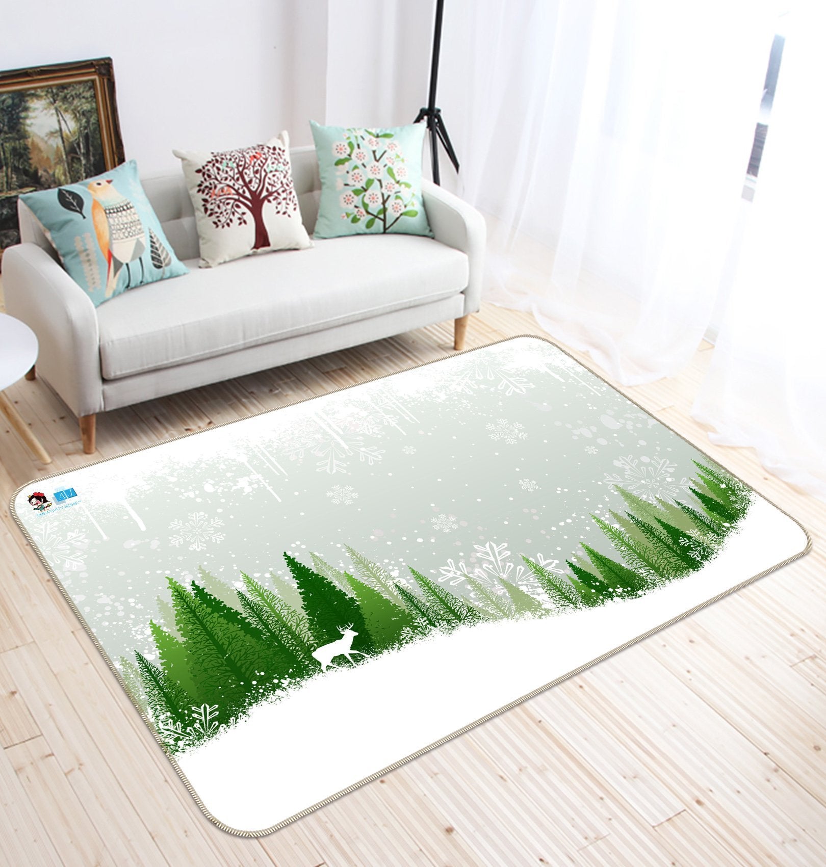 3D Snowflake Tree 602 Non Slip Rug Mat Mat AJ Creativity Home