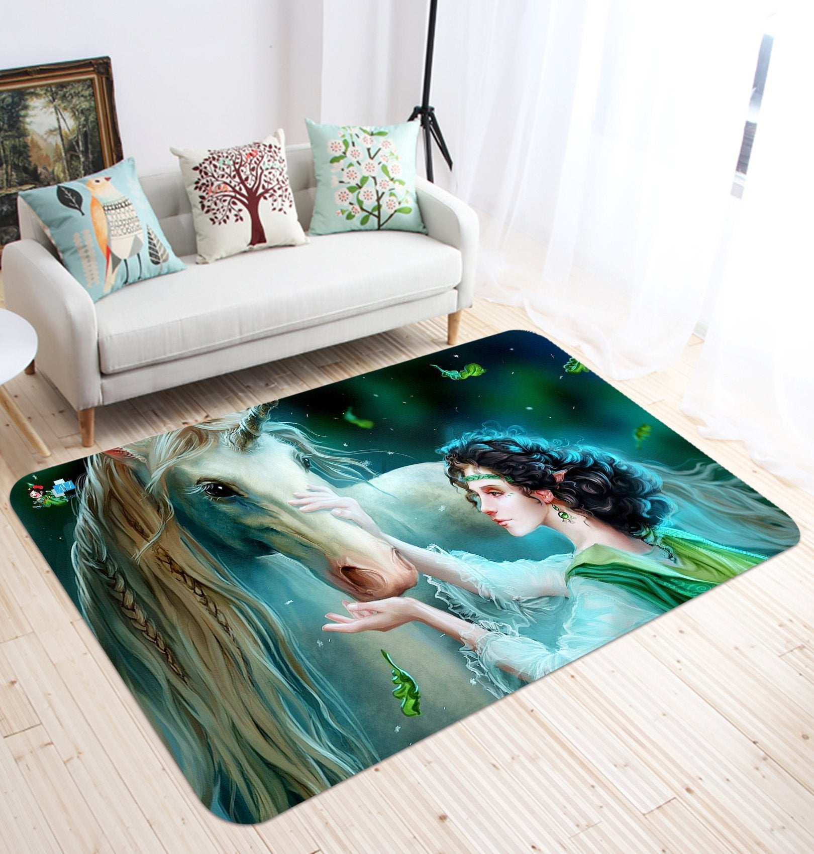 3D Woman Unicorn 24 Non Slip Rug Mat Mat AJ Creativity Home