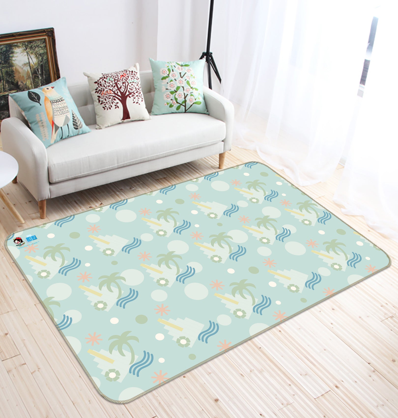 3D Coconut Tree Ripple Pattern 9889 Kasumi Loffler Rug Non Slip Rug Mat