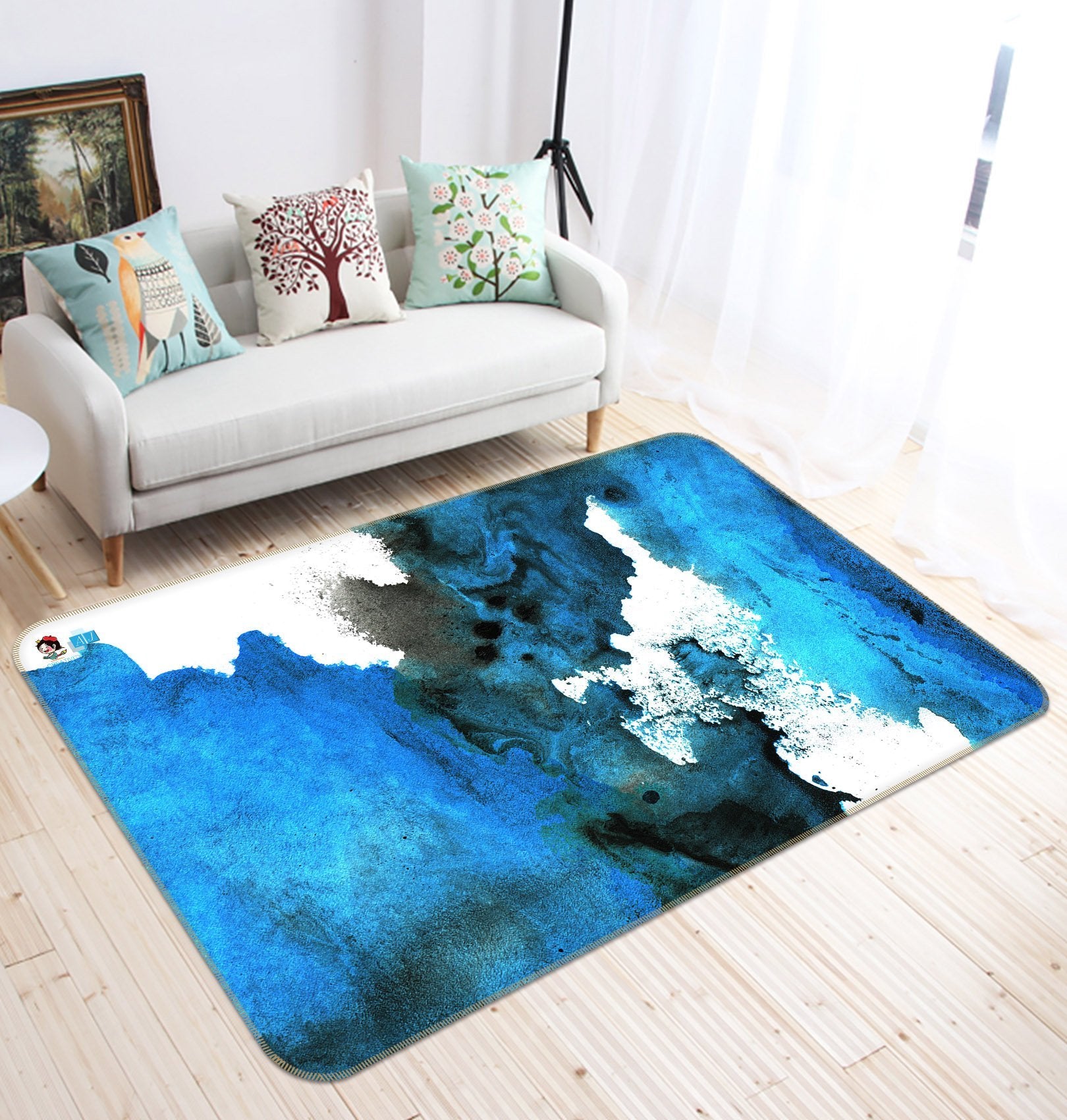 3D Blue Ink Painting 37 Non Slip Rug Mat Mat AJ Creativity Home