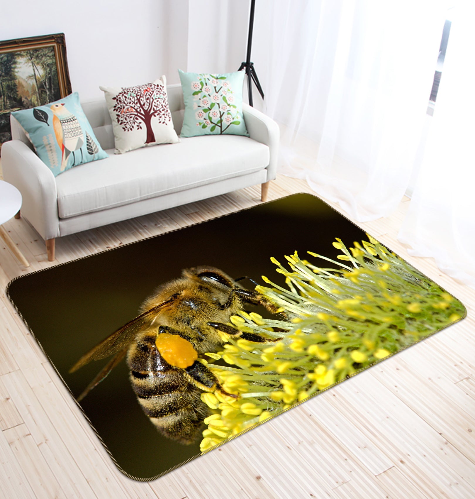 3D Bee Stamen 017 Animal Non Slip Rug Mat