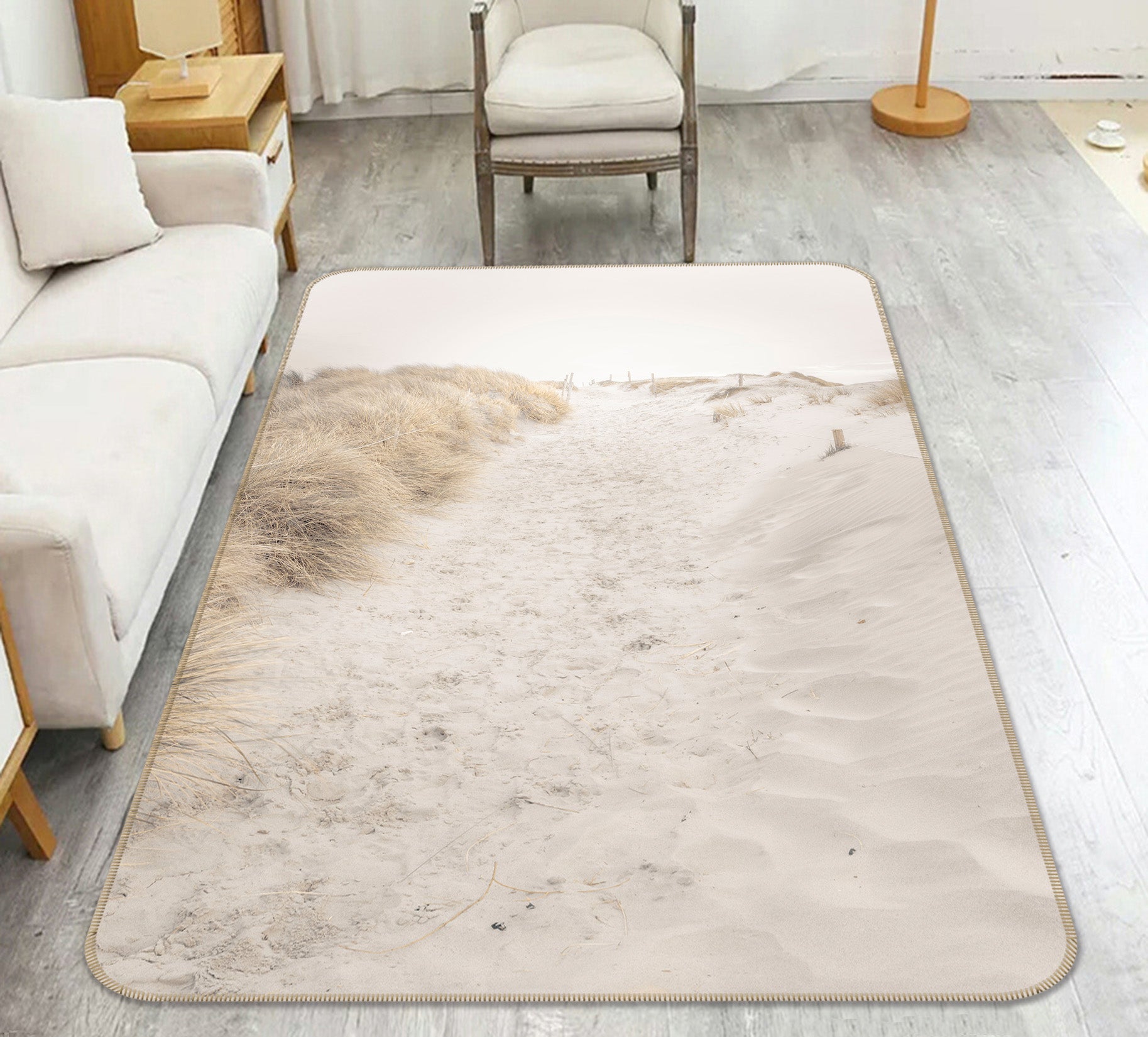 3D White Sand 198 Assaf Frank Rug Non Slip Rug Mat