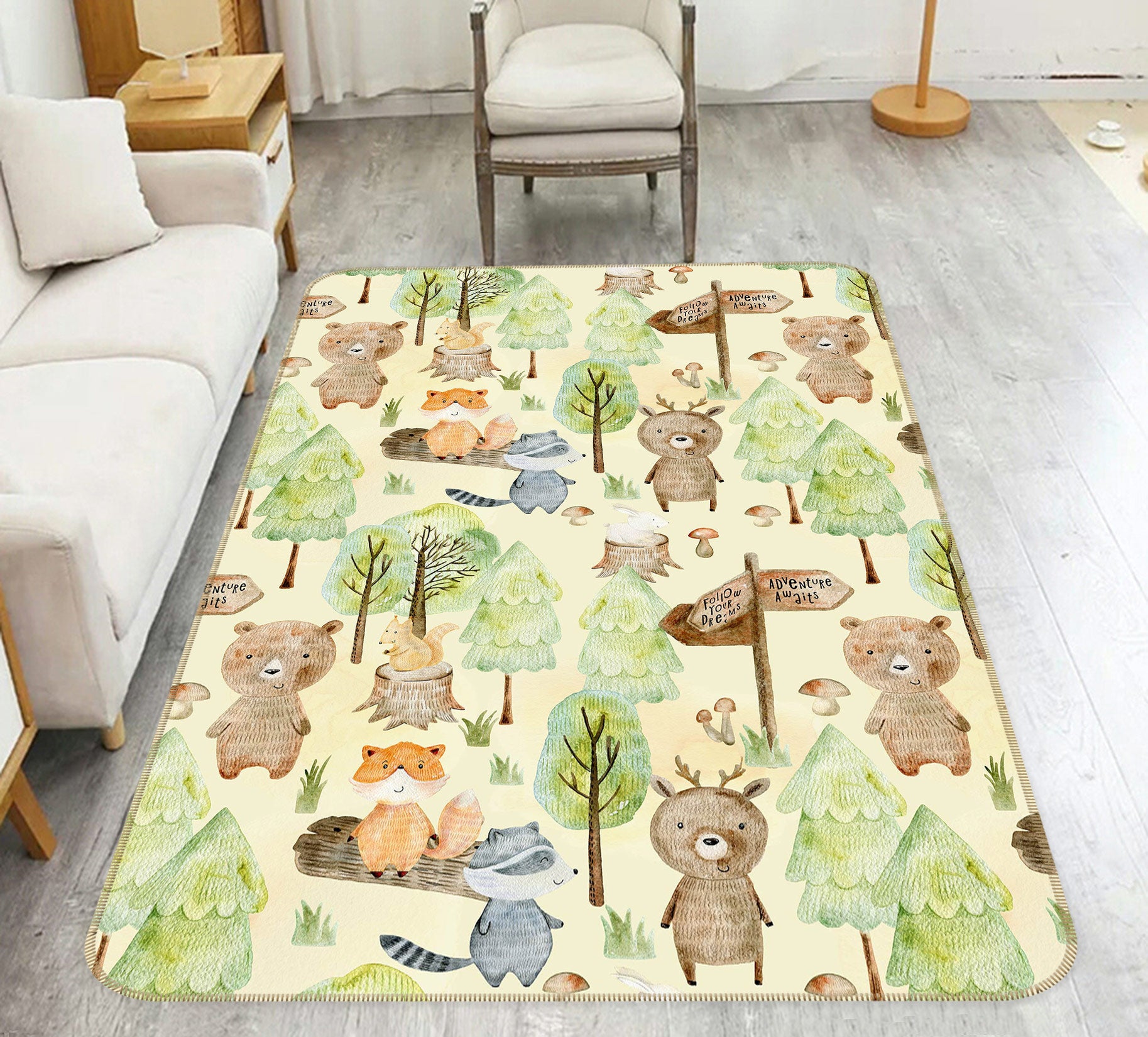 3D Forest Bear 131 Uta Naumann Rug Non Slip Rug Mat