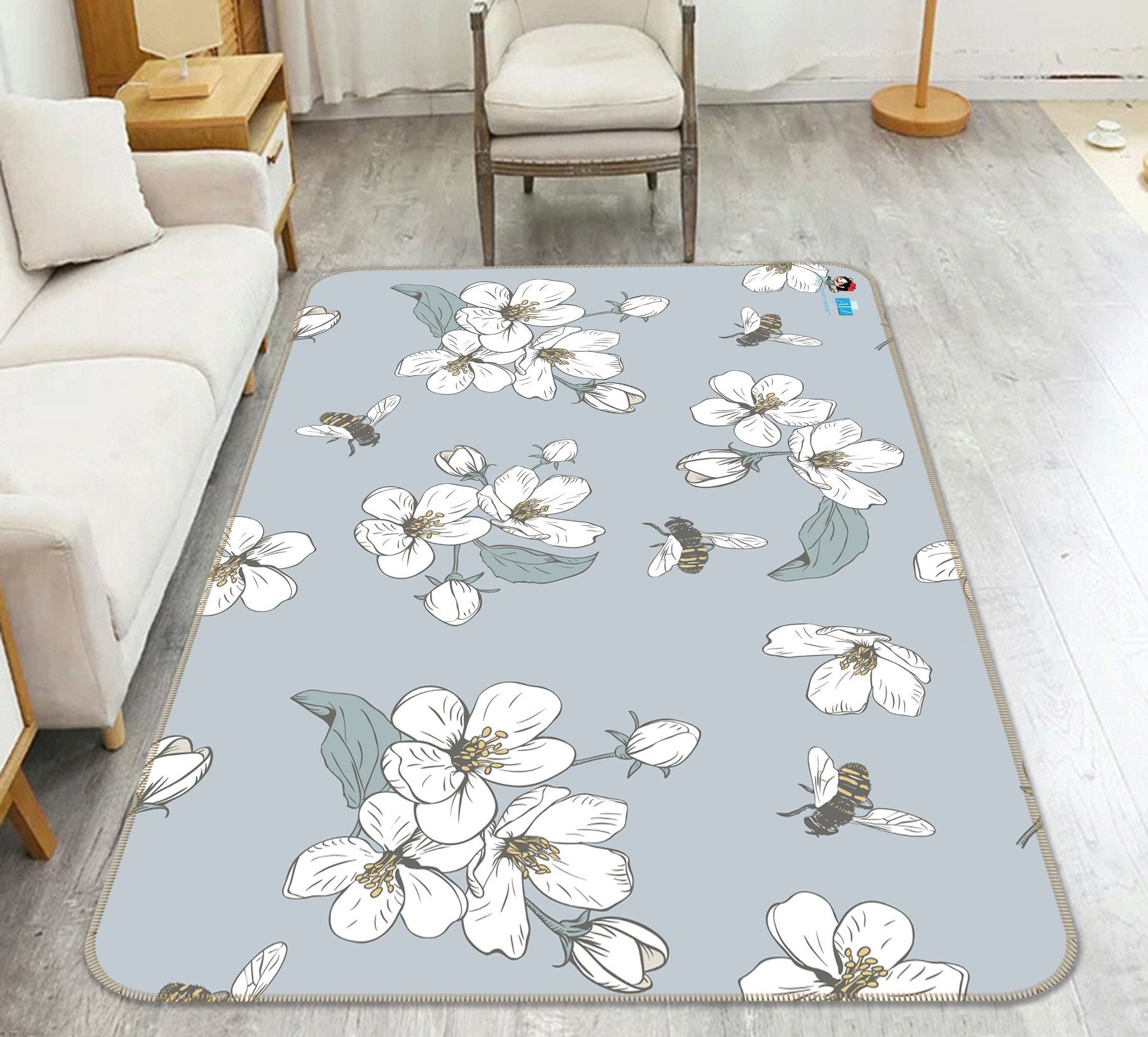 3D Flower Bee 143 Non Slip Rug Mat Mat AJ Creativity Home