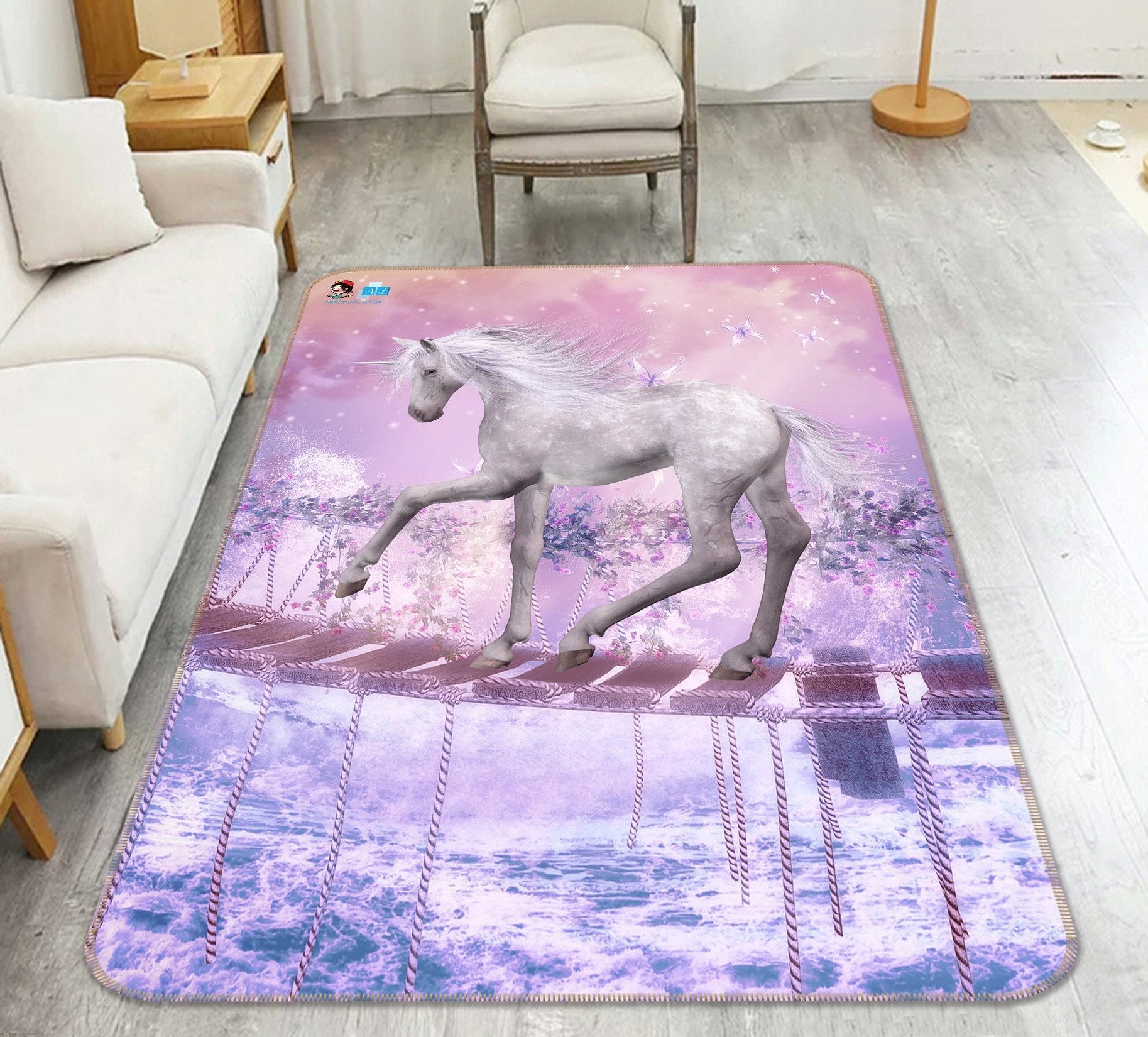 3D Unicorn Wooden Bridge 054 Non Slip Rug Mat Mat AJ Creativity Home
