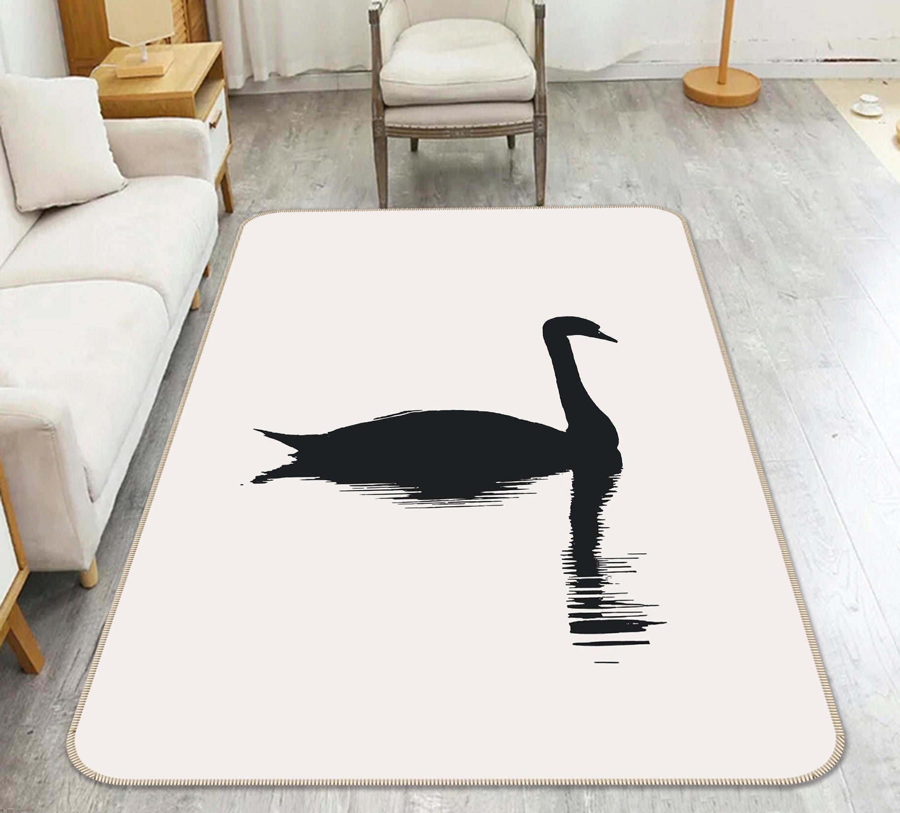 3D Swan River 1127 Boris Draschoff Rug Non Slip Rug Mat