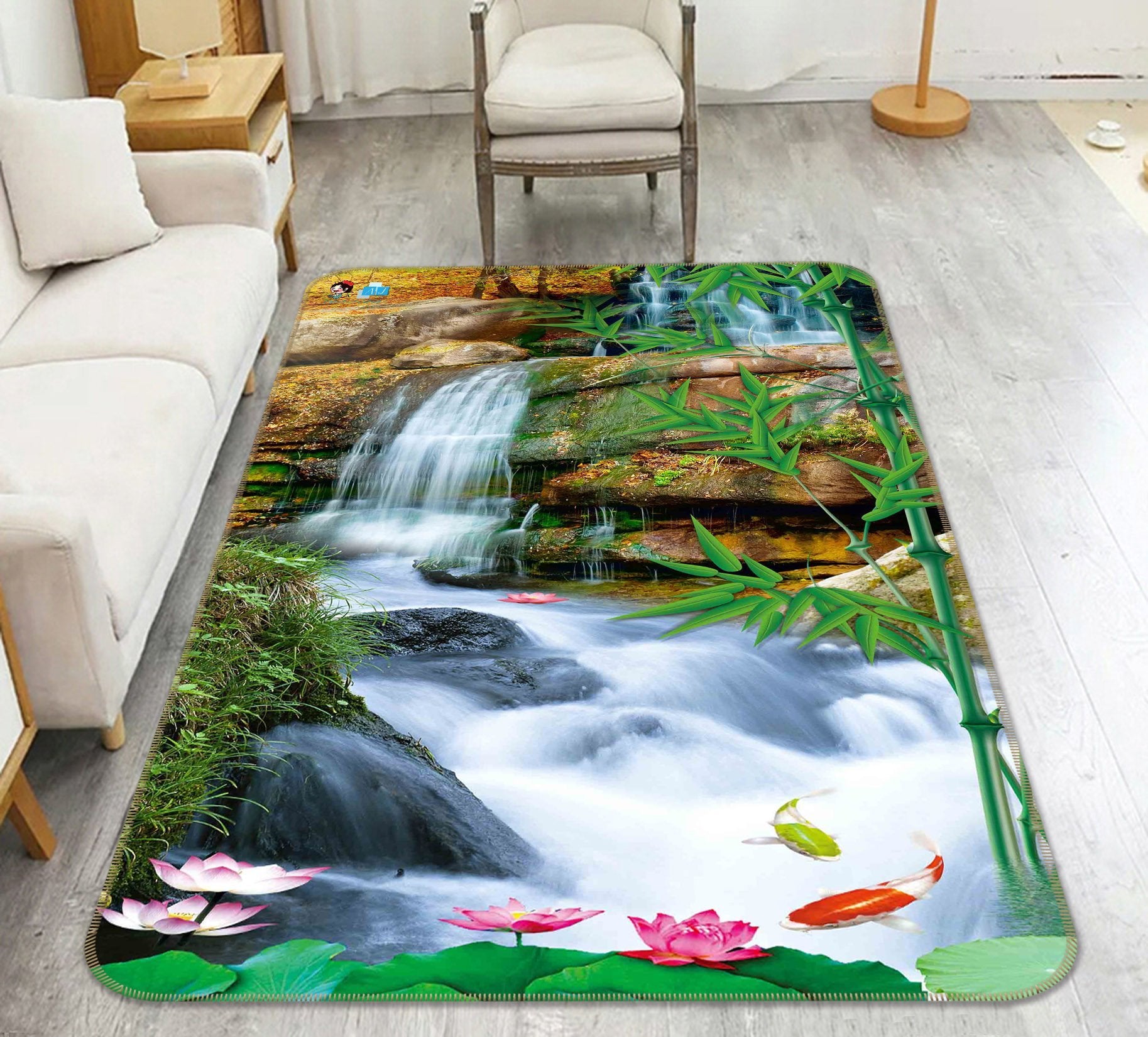 3D Lotus Stone 027 Non Slip Rug Mat Mat AJ Creativity Home