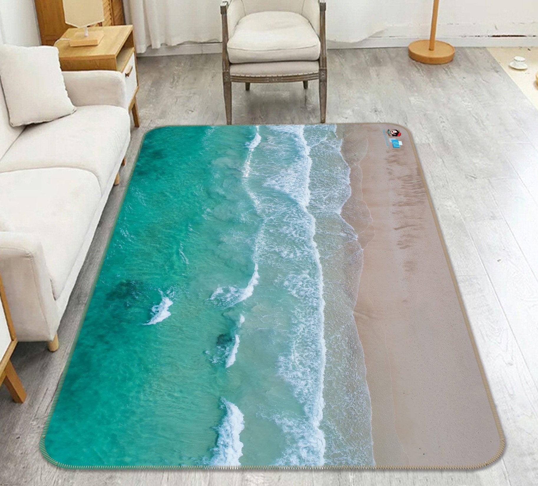 3D Surging Sea 105 Non Slip Rug Mat Mat AJ Creativity Home