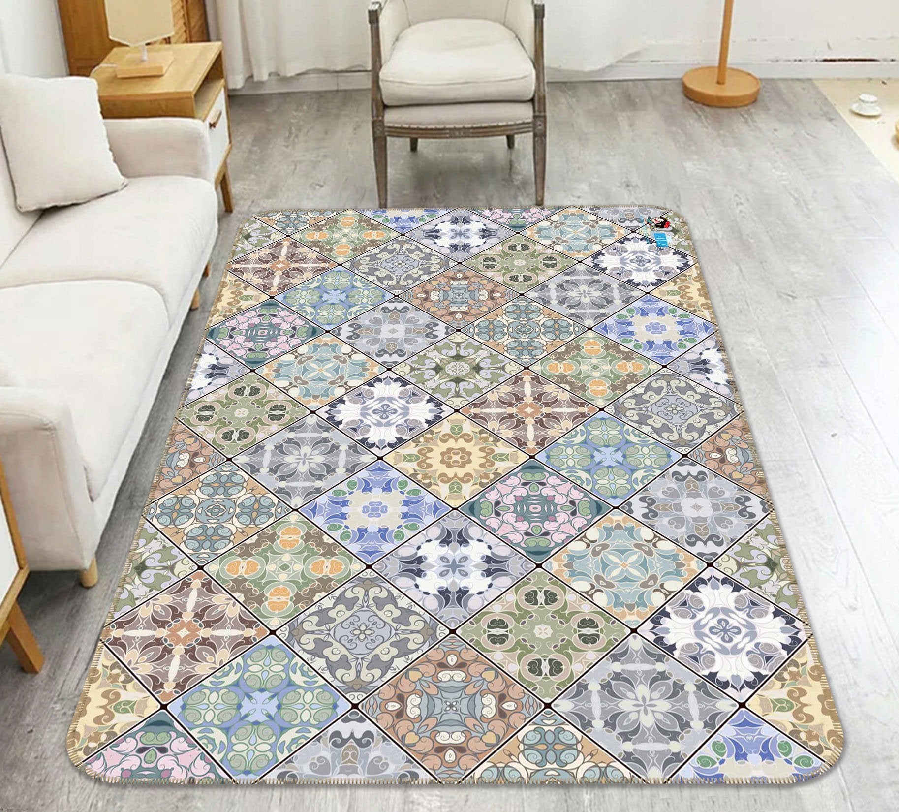 3D Square Pattern 093 Non Slip Rug Mat Mat AJ Creativity Home