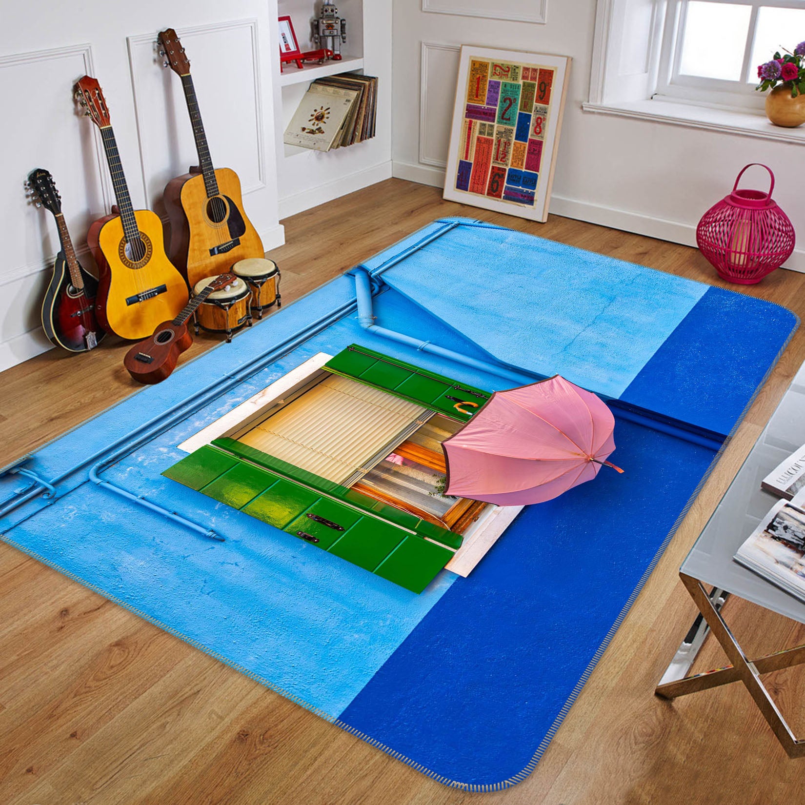 3D Blue Wall 1188 Marco Carmassi Rug Non Slip Rug Mat