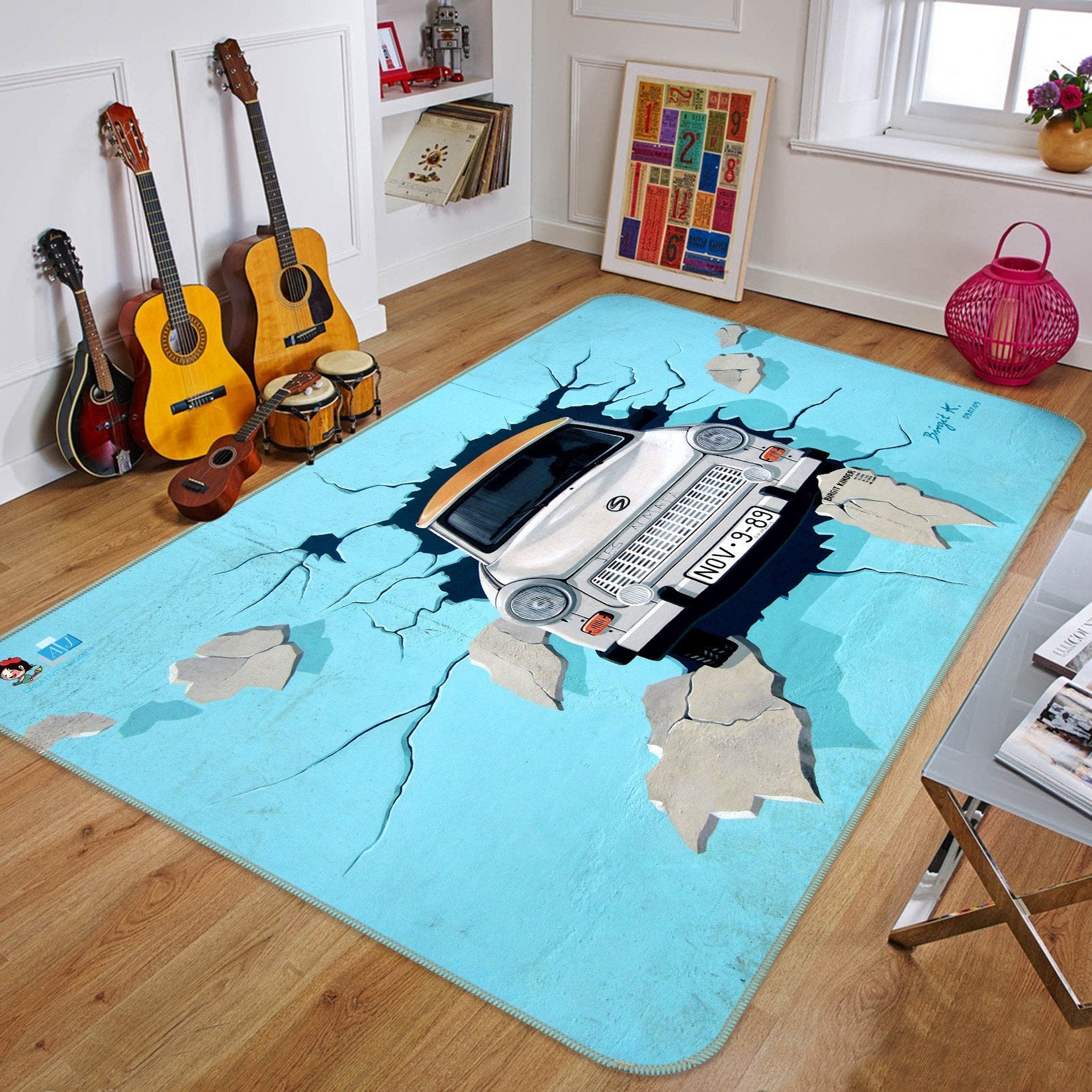 3D Car Broken Wall 258 Non Slip Rug Mat Mat AJ Creativity Home