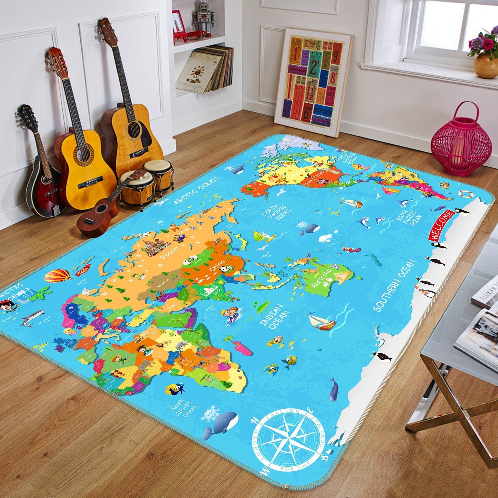 3D Cartoon Map 619 Non Slip Rug Mat Mat AJ Creativity Home