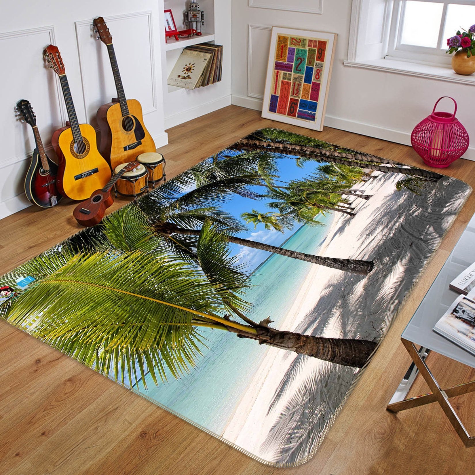 3D Coconut Tree Shadow 460 Non Slip Rug Mat Mat AJ Creativity Home