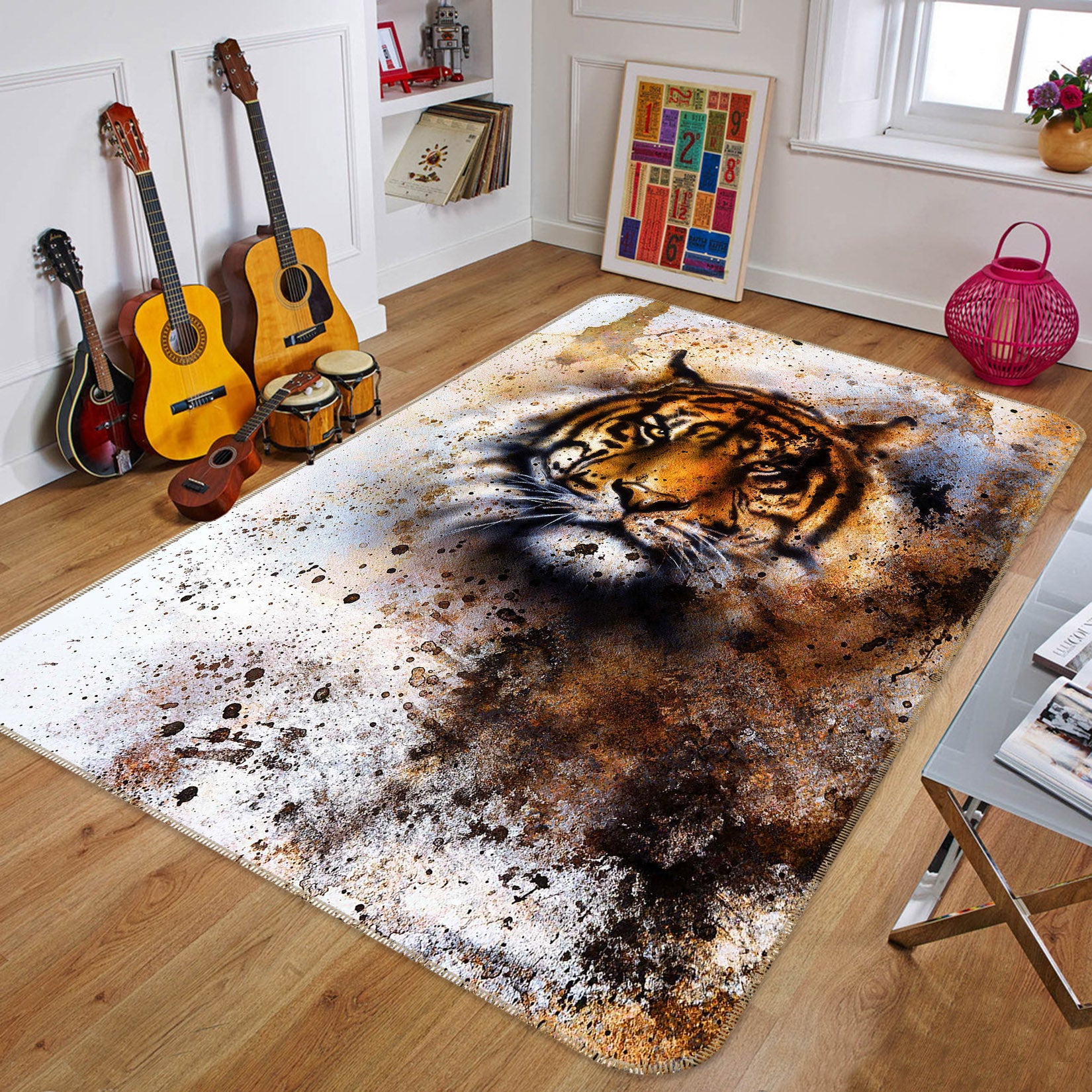 3D Tiger Graffiti 203 Animal Non Slip Rug Mat
