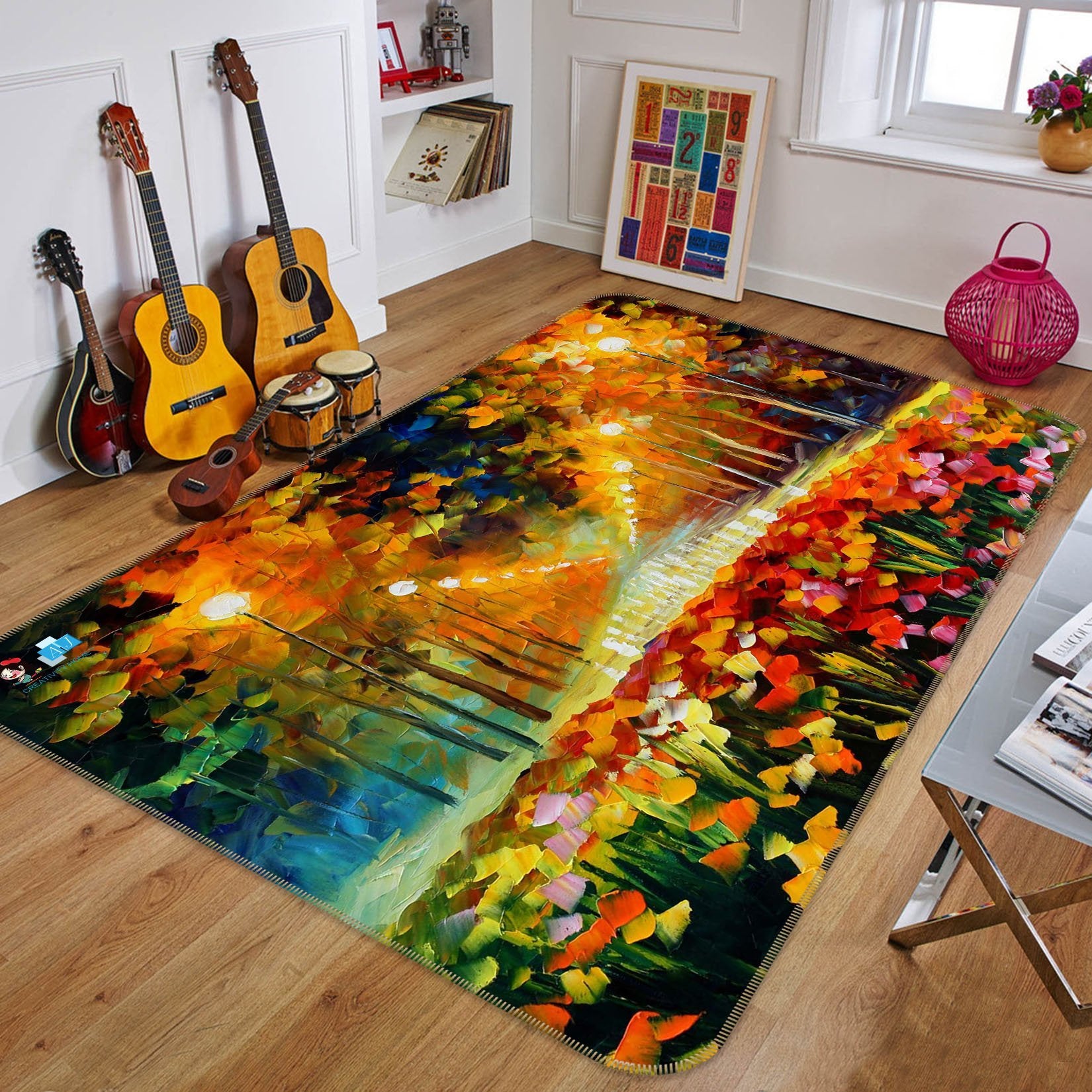 3D Oil Painting Street Light 760 Non Slip Rug Mat Mat AJ Creativity Home