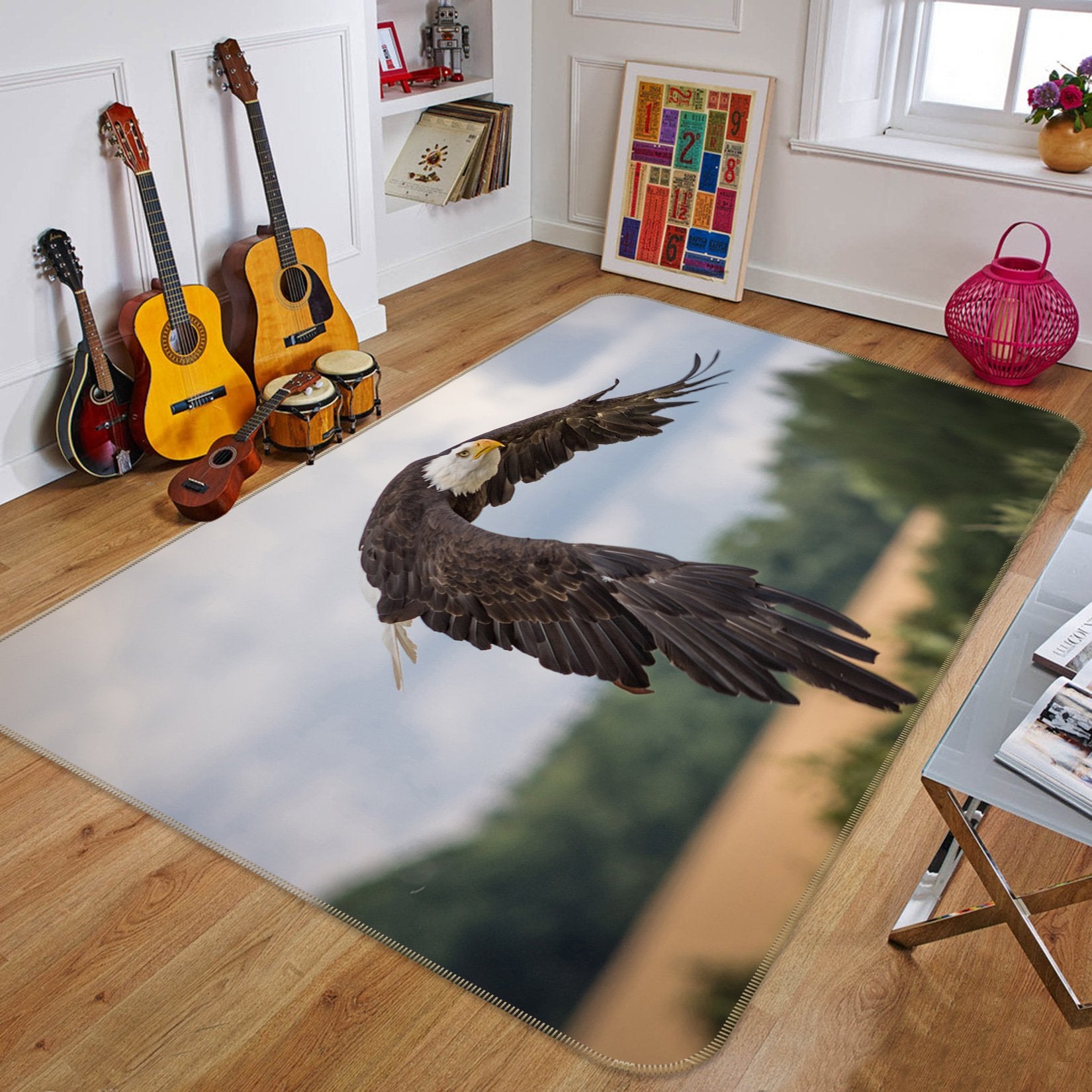 3D Eagle Spreading Wings 214 Animal Non Slip Rug Mat Mat AJ Creativity Home