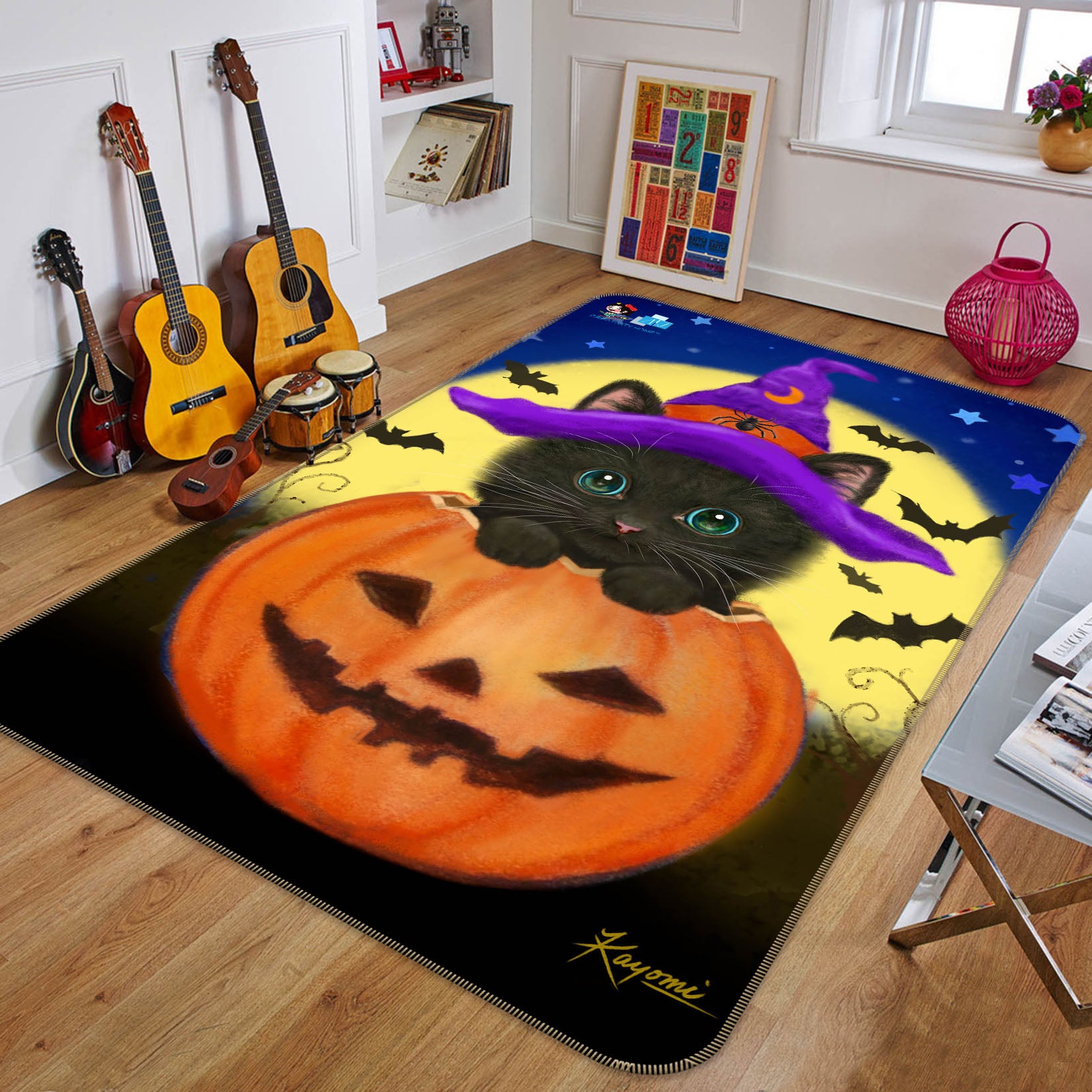 3D Pumpkin Cat 5685 Kayomi Harai Rug Non Slip Rug Mat