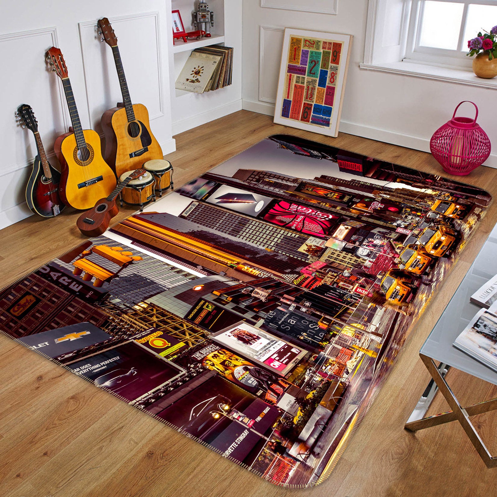 3D New York Lights 1006 Assaf Frank Rug Non Slip Rug Mat