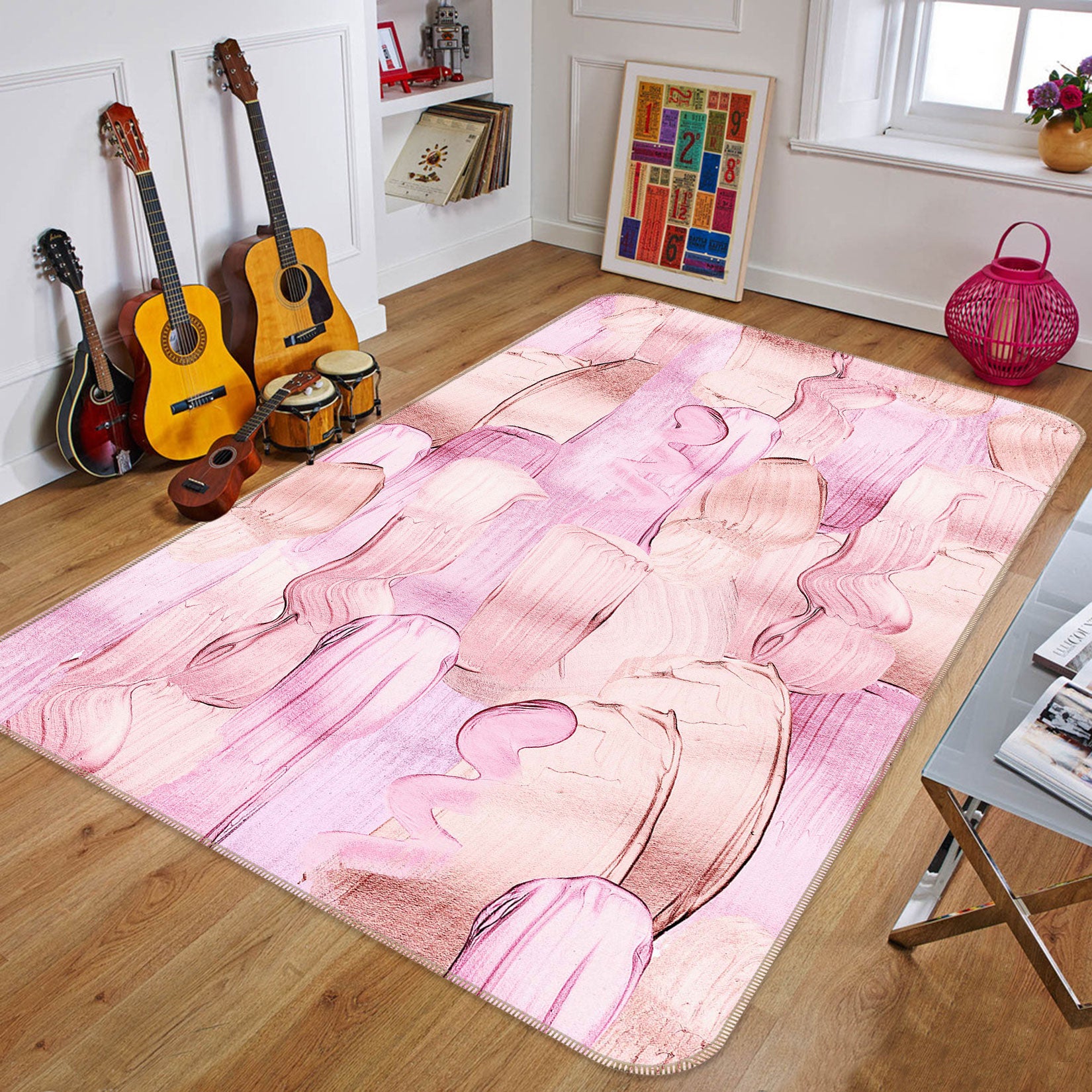 3D Pink Paint 150 Uta Naumann Rug Non Slip Rug Mat