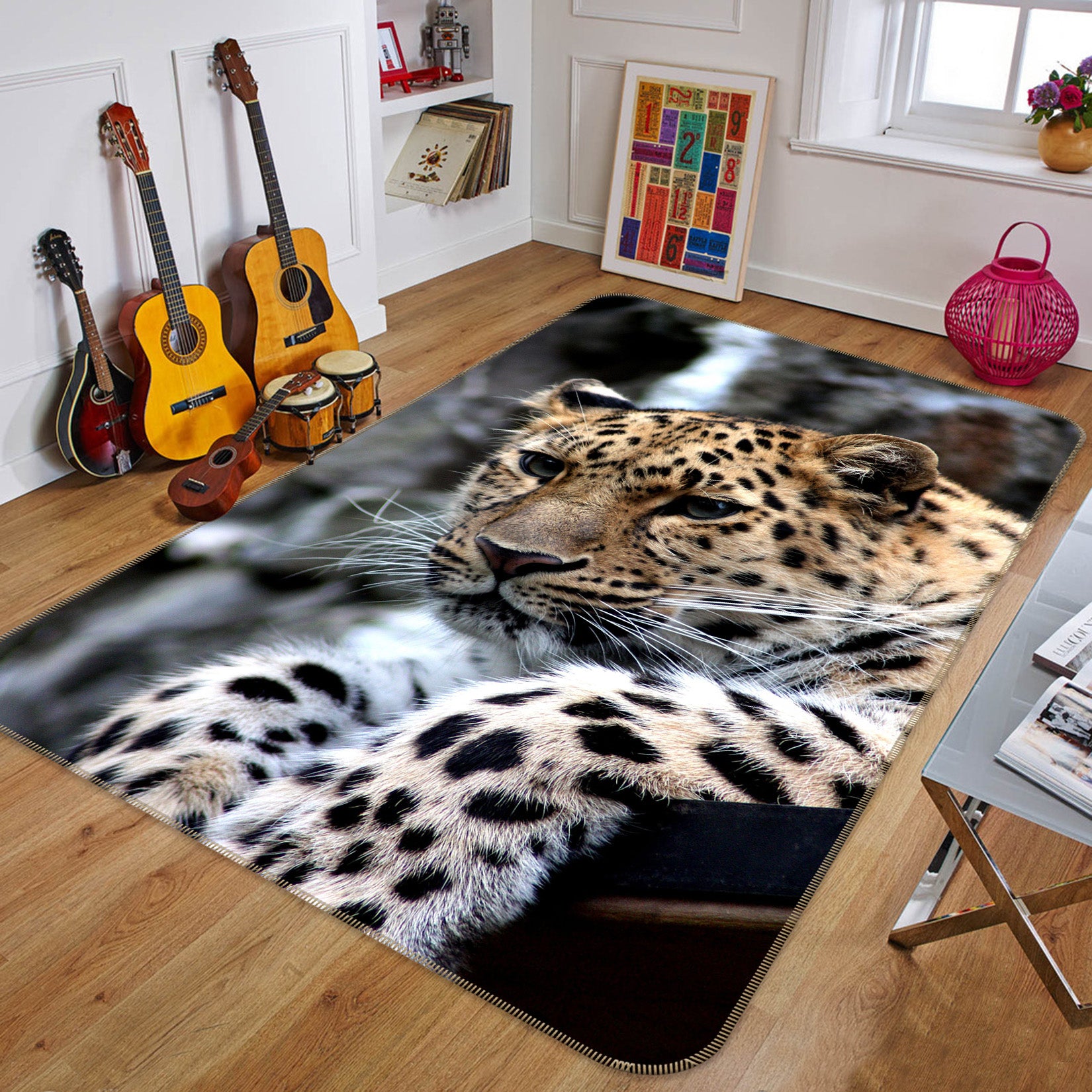 3D Big Leopard 184 Animal Non Slip Rug Mat