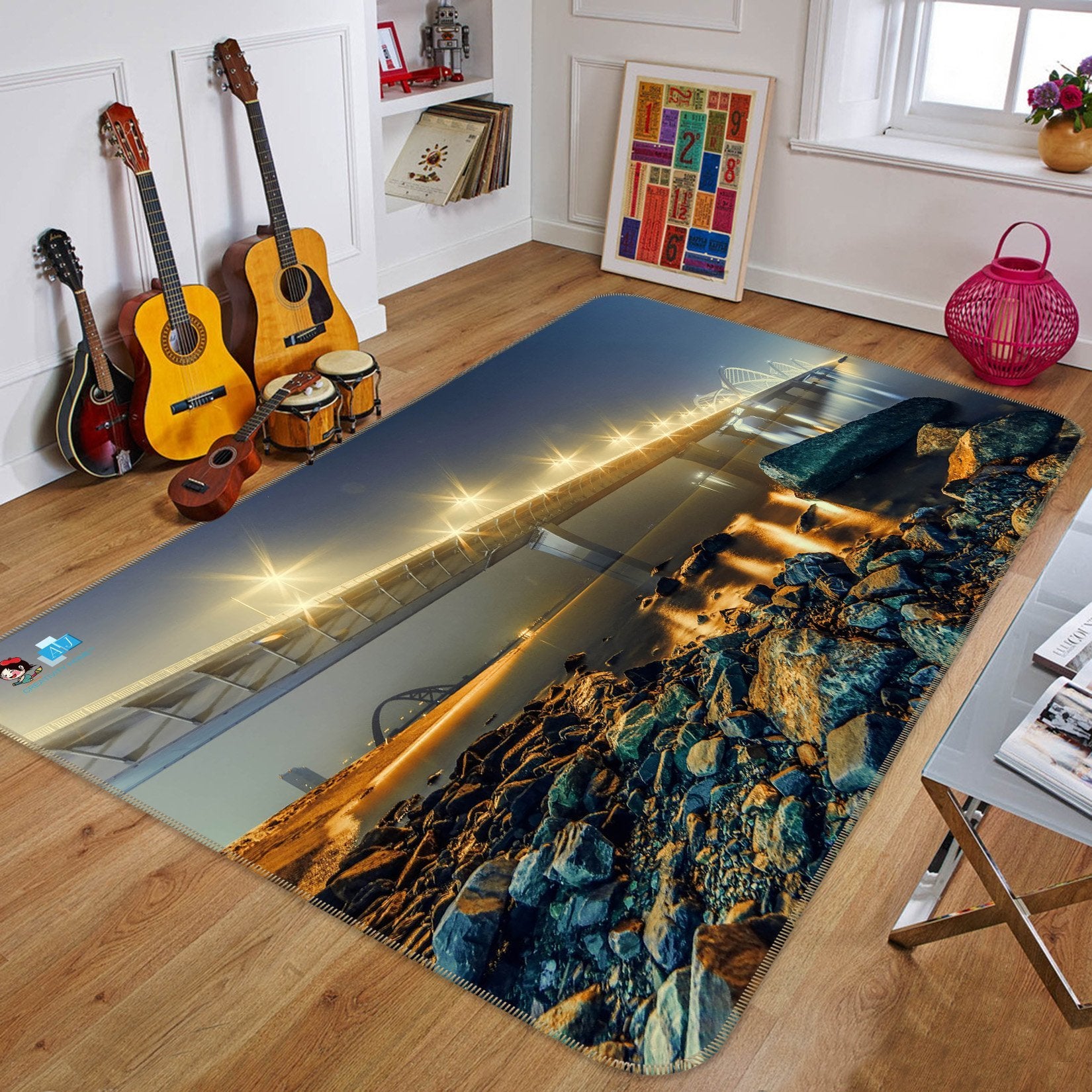 3D Bridge Lake 344 Non Slip Rug Mat Mat AJ Creativity Home